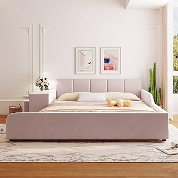 Amazon.com: Merax Queen Size Platform Bed, Queen Velvet
