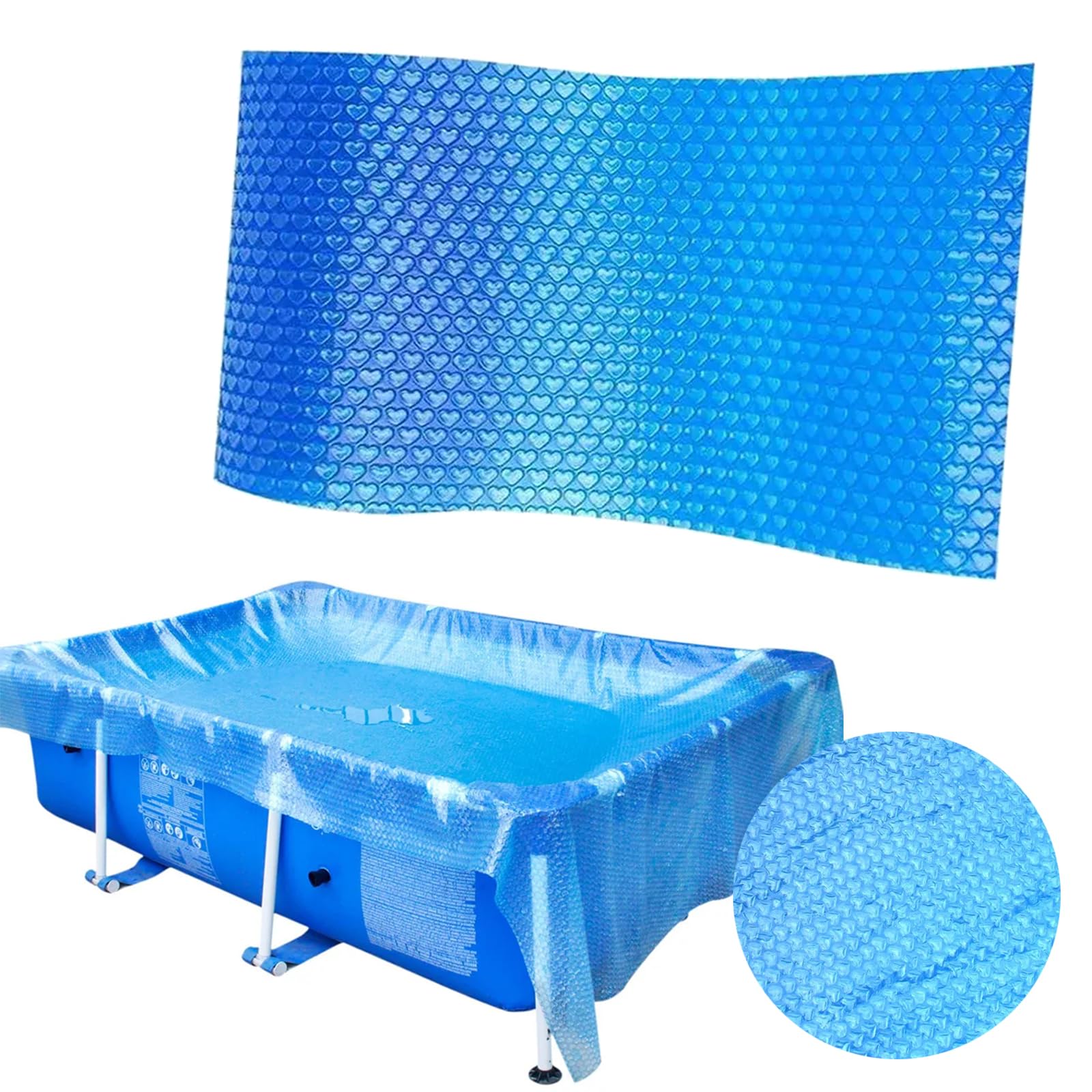 Rectangular Pool Cover, Protective Cover, Swimming Pool Solar Tarpaulins, Bubble Film, Pool Insulation Film, Thicker and Durable, Dust and Leaf Repellent, Can Be Cut to Size, Blue (260 * 170cm)