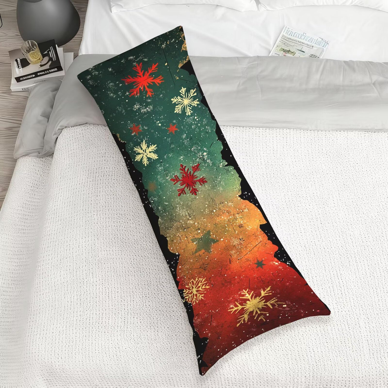 Poszewka na poduszkę 60 x 180 cm, dla osób śpiących na boku, turkusowa, pomarańczowa, super miękka, dwustronna, długa poduszka z niewidocznym zamkiem błyskawicznym, na sofę, łóżko, dekoracja w0-1496