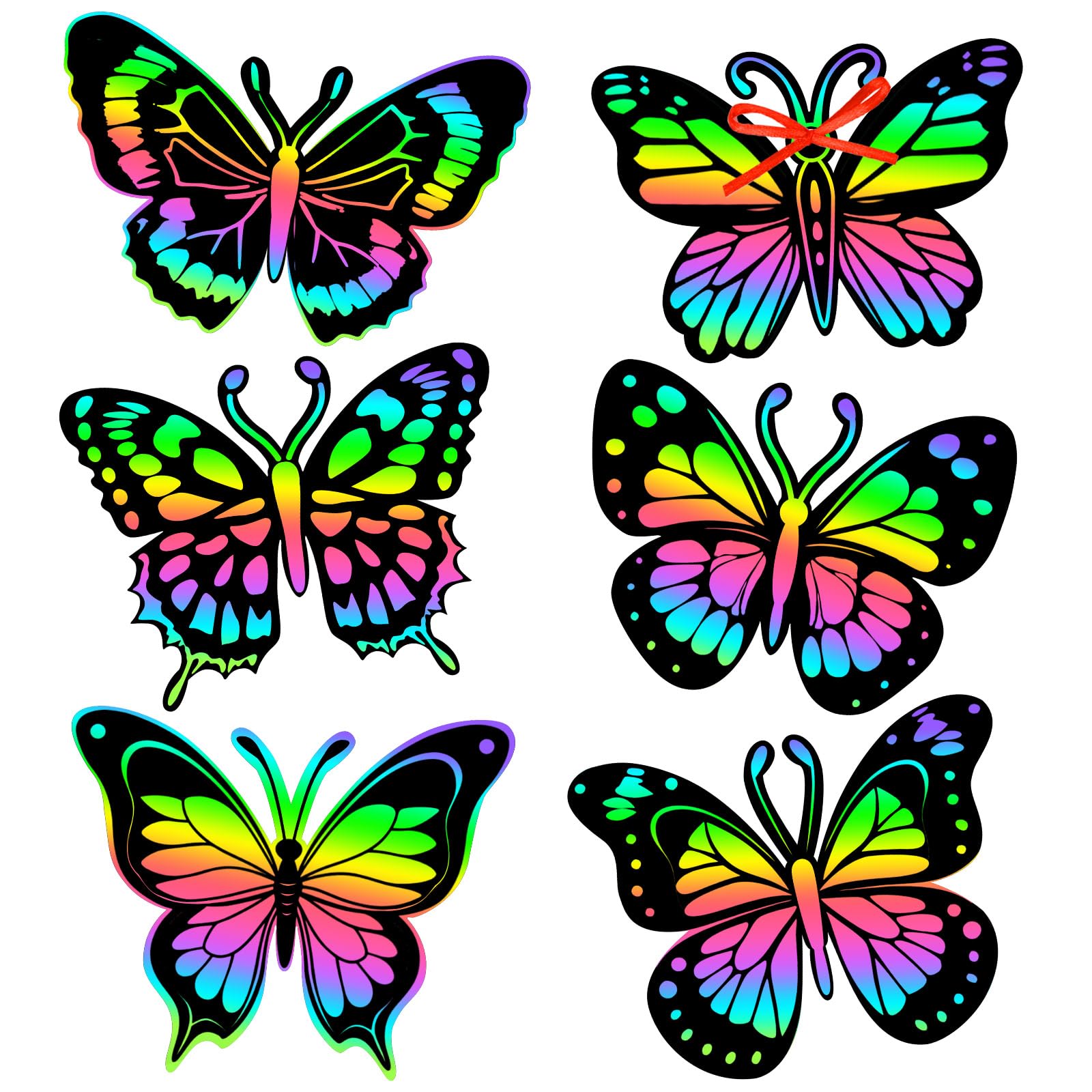 JULMELON 36 PCS Butterfly Scratch Cards, Rainbow Scratch Paper