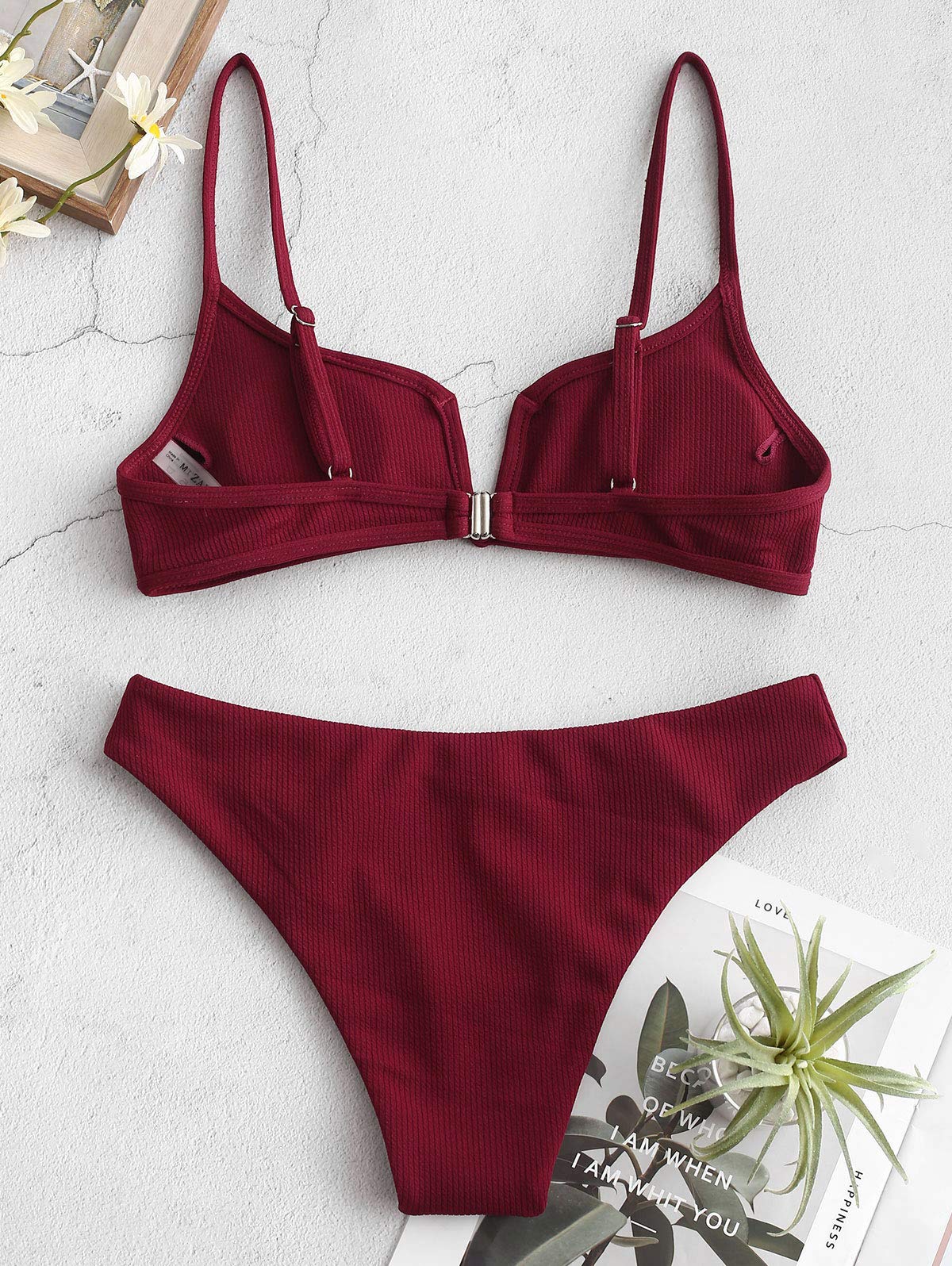 ZAFUL Damen Bikini Set Zweiteilige Badeanzug V-förmiger High Cut Bralette Sexy Swimsuit Sommer