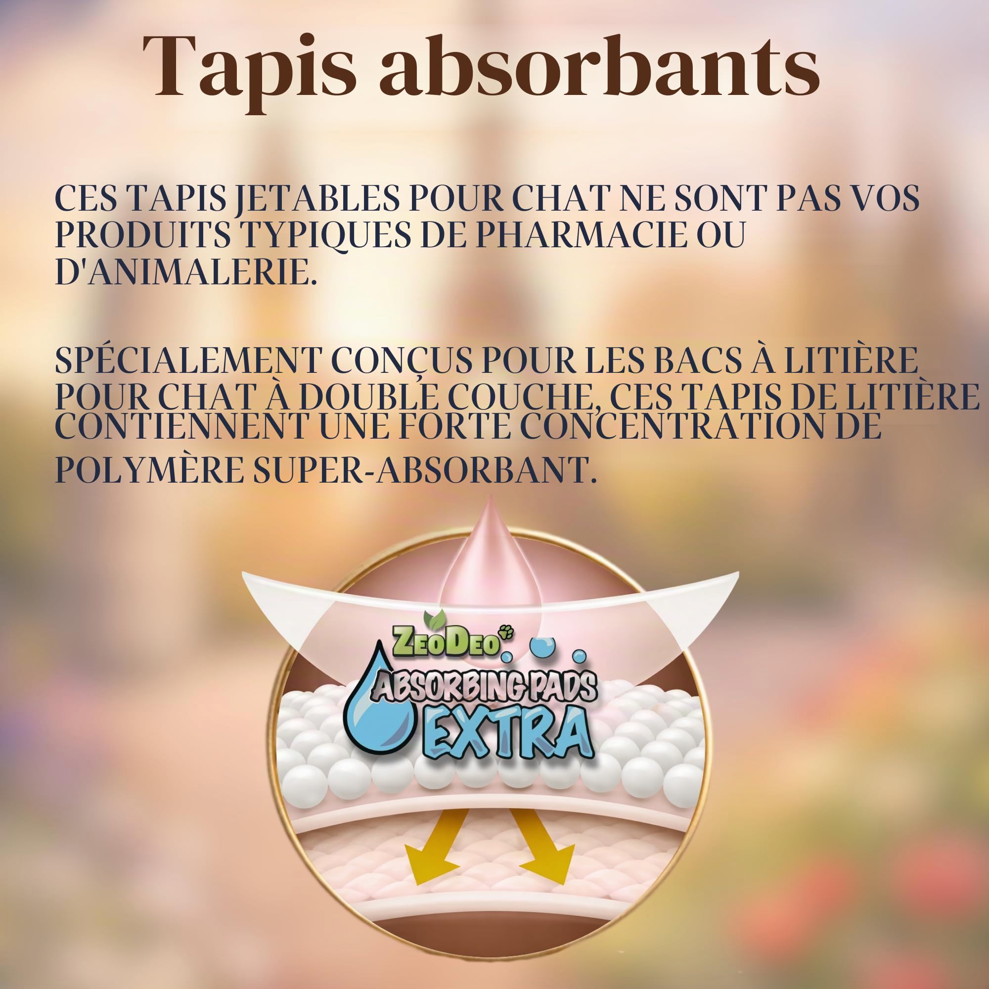 Granulés de litière pour Chats à la zéolite Naturelle pour systèmes de litière pour Chats à Double Couche “ZeoDeo” 3.6 kg (8Lb) + 10 Extra Tapis