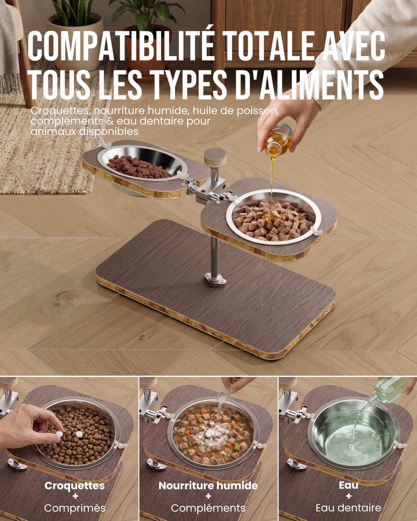 Kittyspout Gamelle surélevée pour chien, réglable en hauteur et en inclinaison