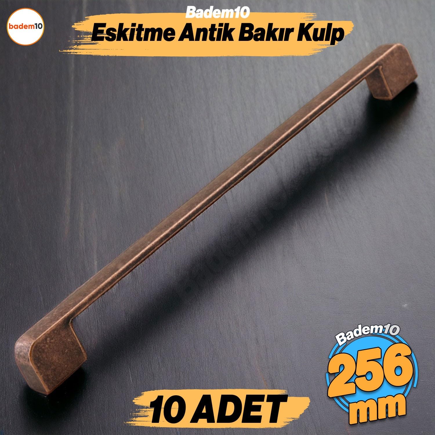 Radus 10 Adet Antik Bakır Metal Kulp 256 mm Mobilya Çekmece Mutfak Dolabı Dolap Kulpları Kulbu Kulpu