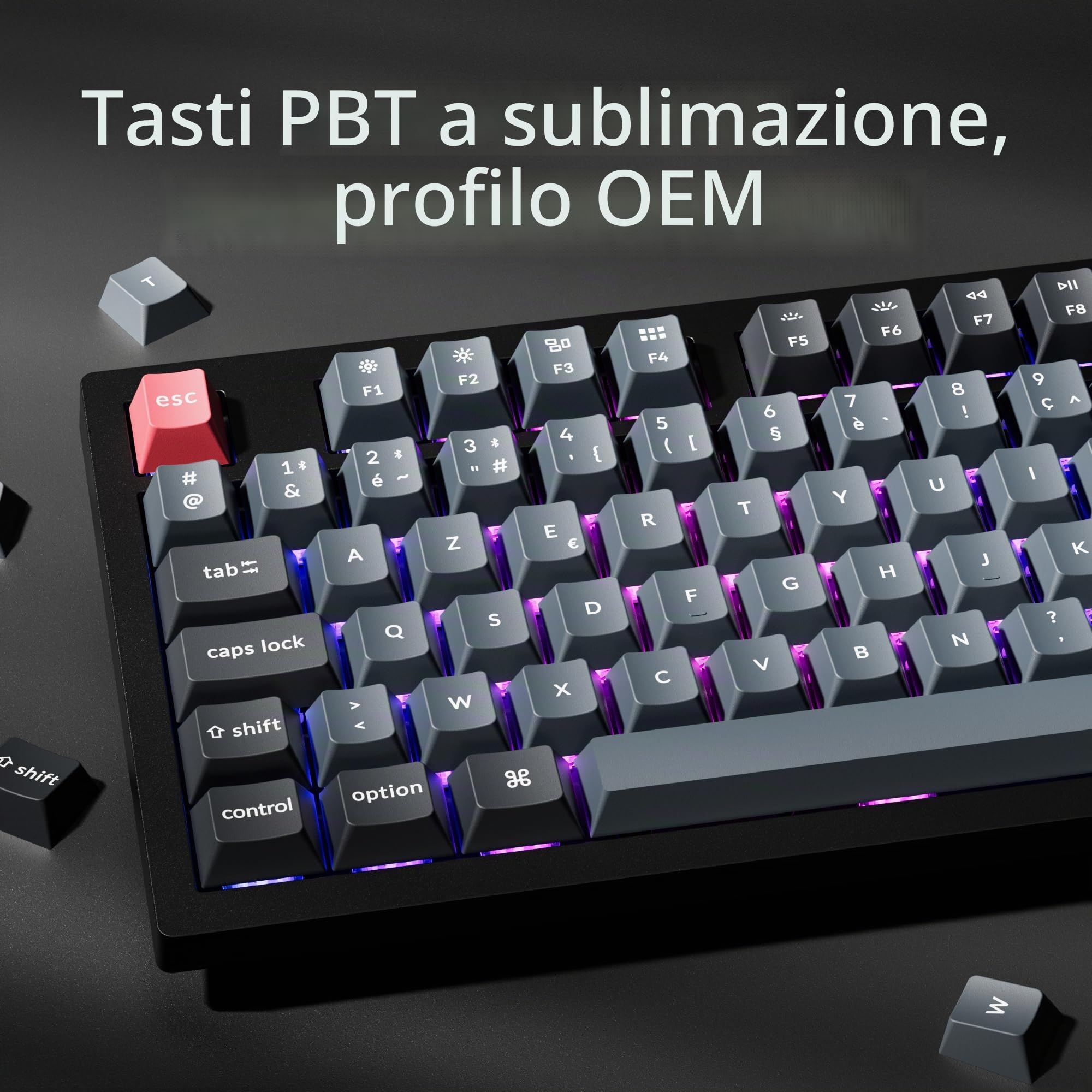 Keychron K10 Pro Tastiera Meccanica 100% AZERTY, Bluetooth 5.1 e Cavo USB-C, Compatibile QMK/Via, Retroilluminazione RGB, Batteria da 4000 mAh, Tastiera Gamer Wireless per Mac e Windows, Switch Rosso