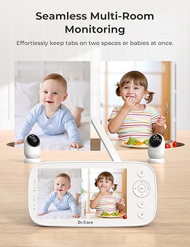 Miniatura 5 de Dr.Care NovaView Video Monitor de bebé con 2 cámaras, pantalla HD 1080P de 5 pulgadas, radiación ultra baja, batería de 5000 mAh