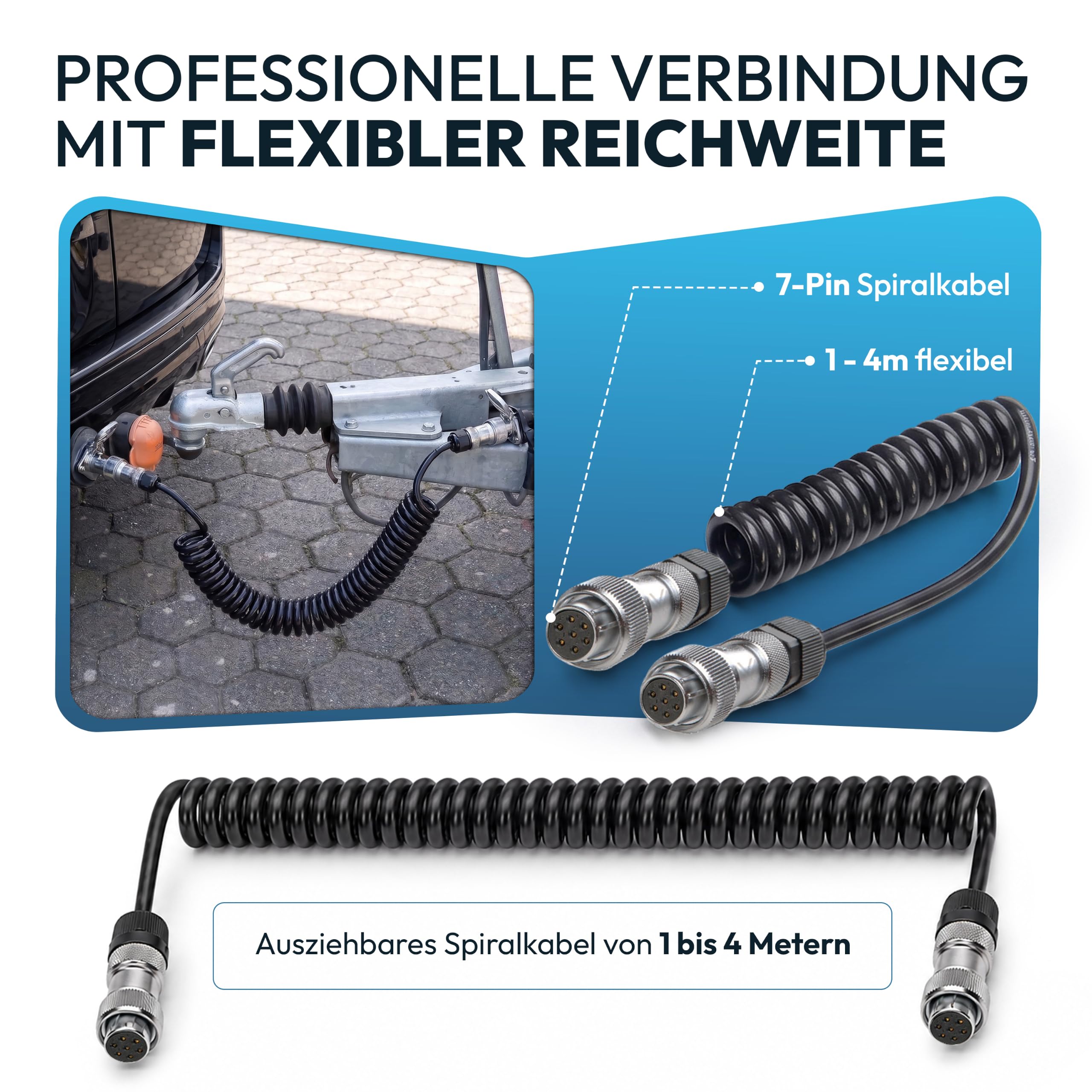 VSG24 29102 – Set Extensión de Cables, Sistemas de Reversa, para Remolque, Vehículos de Arrastre, Cable para Cámara de 4 PIN, IP67, 12 y 24 V - 10/20 m