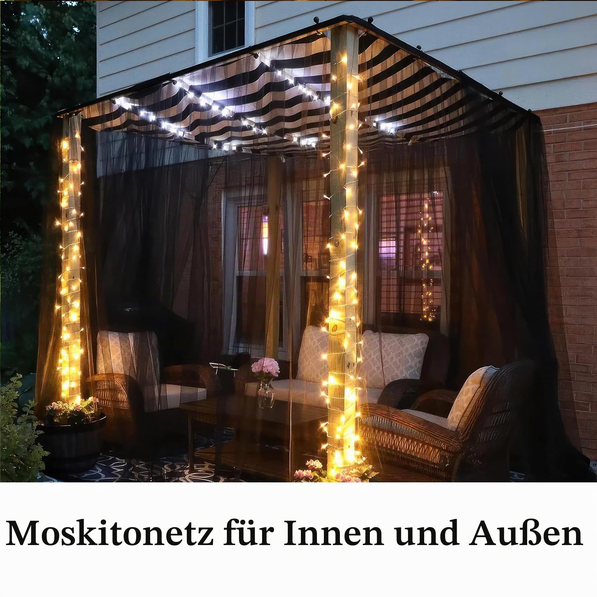Extra breite Outdoor-Vorhänge, wasserdicht, Voile-Netz, leicht, Privatsphäre, Moskitonetz für Terrasse, Veranda, Balkon, Pergola, Terrasse, B 31 x L 274 cm pro Paneel, 2 Paneele