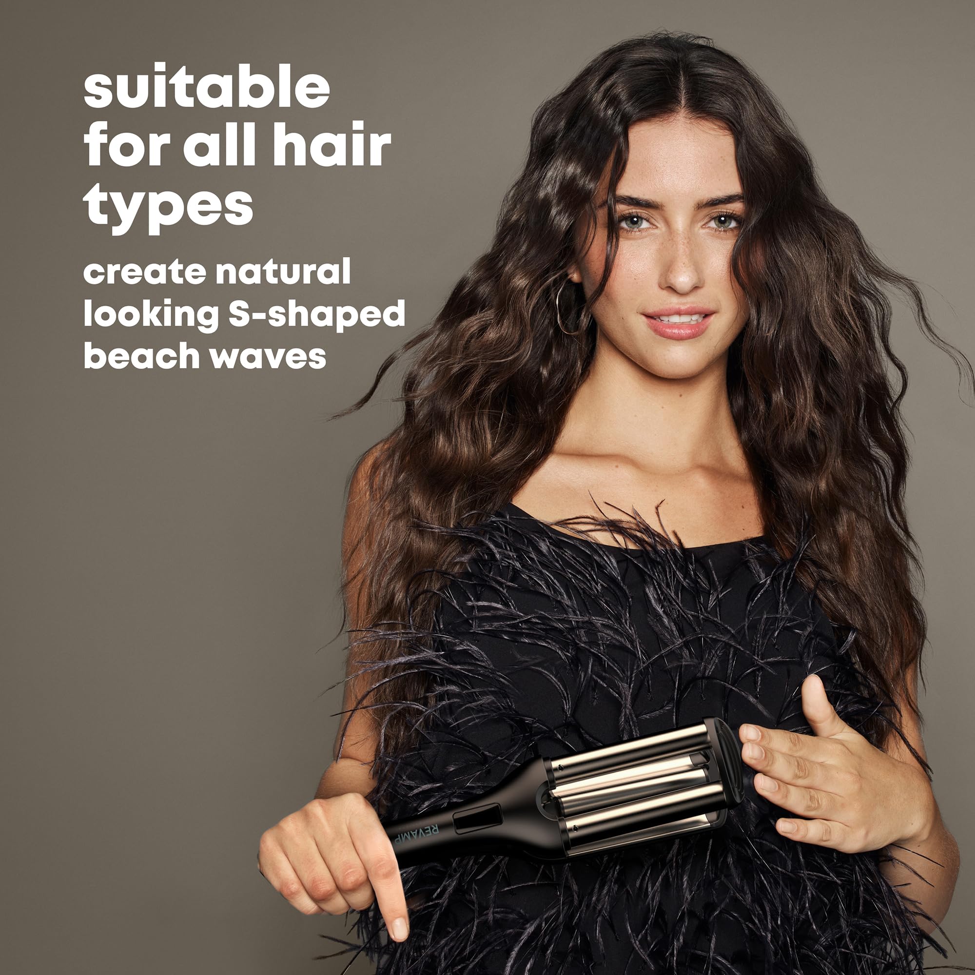 Revamp Progloss Wave Define Styler Professional, Ionen-Technologie, Zylinder angereichert mit Progloss Super Smooth Keratin, Argan- und Kokosöl, kräuselfreies Design für geschmeidige S-Wellen