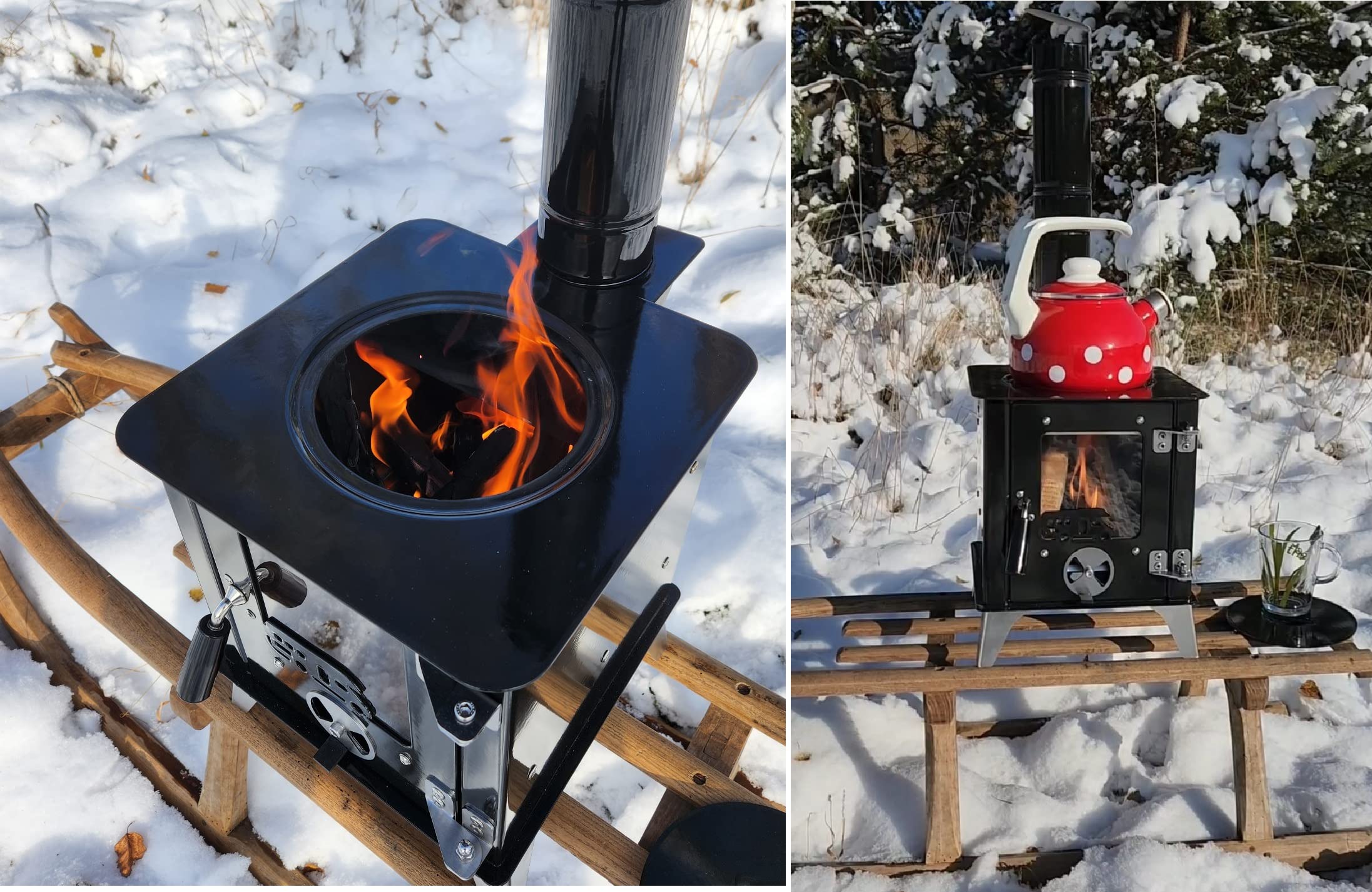 Outdoor-Ofen TINY mit Herdplatte, Zeltofen, Gartenofen & Camping