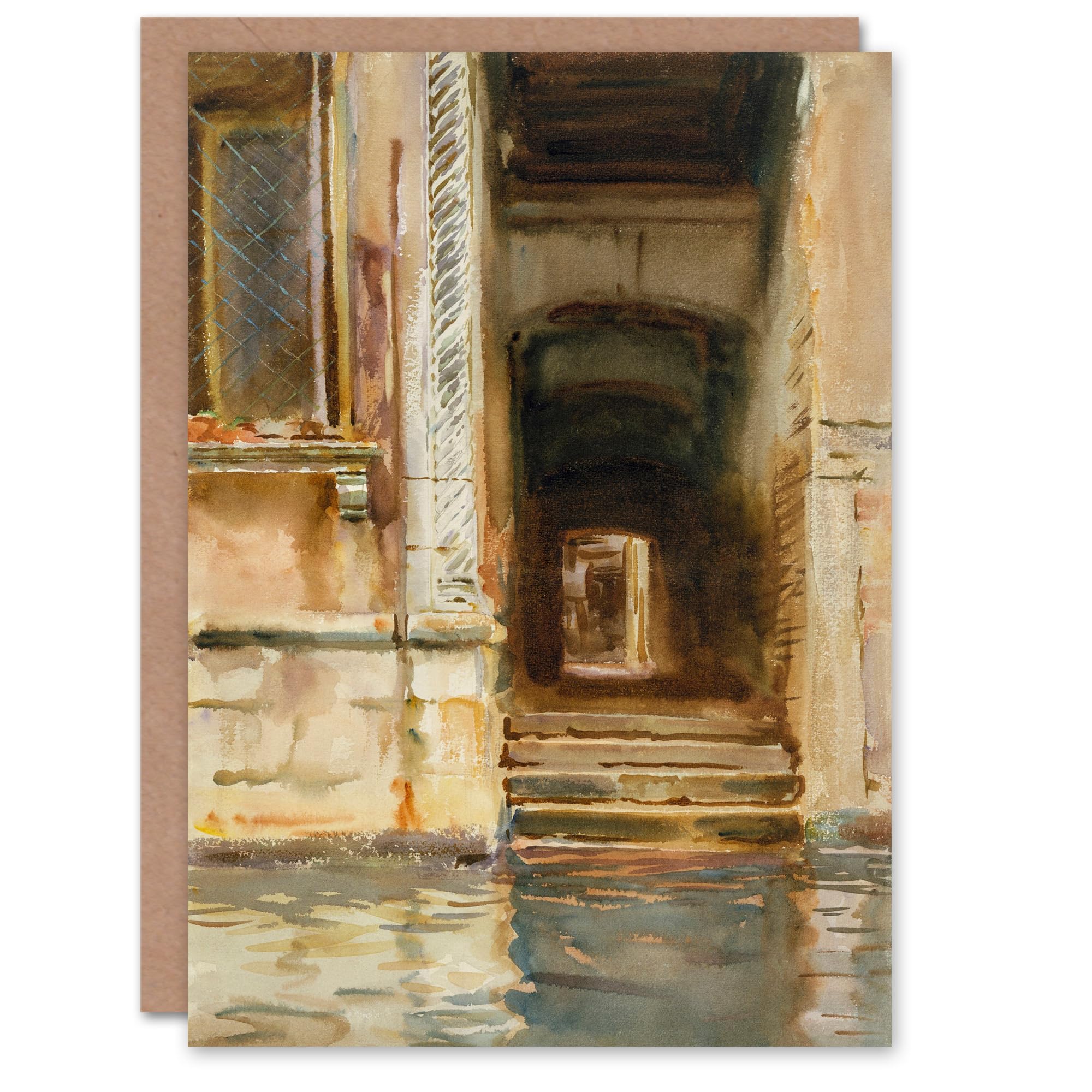 Artery8 John Singer Sargent Art Card Venetian Passageway Watercolour