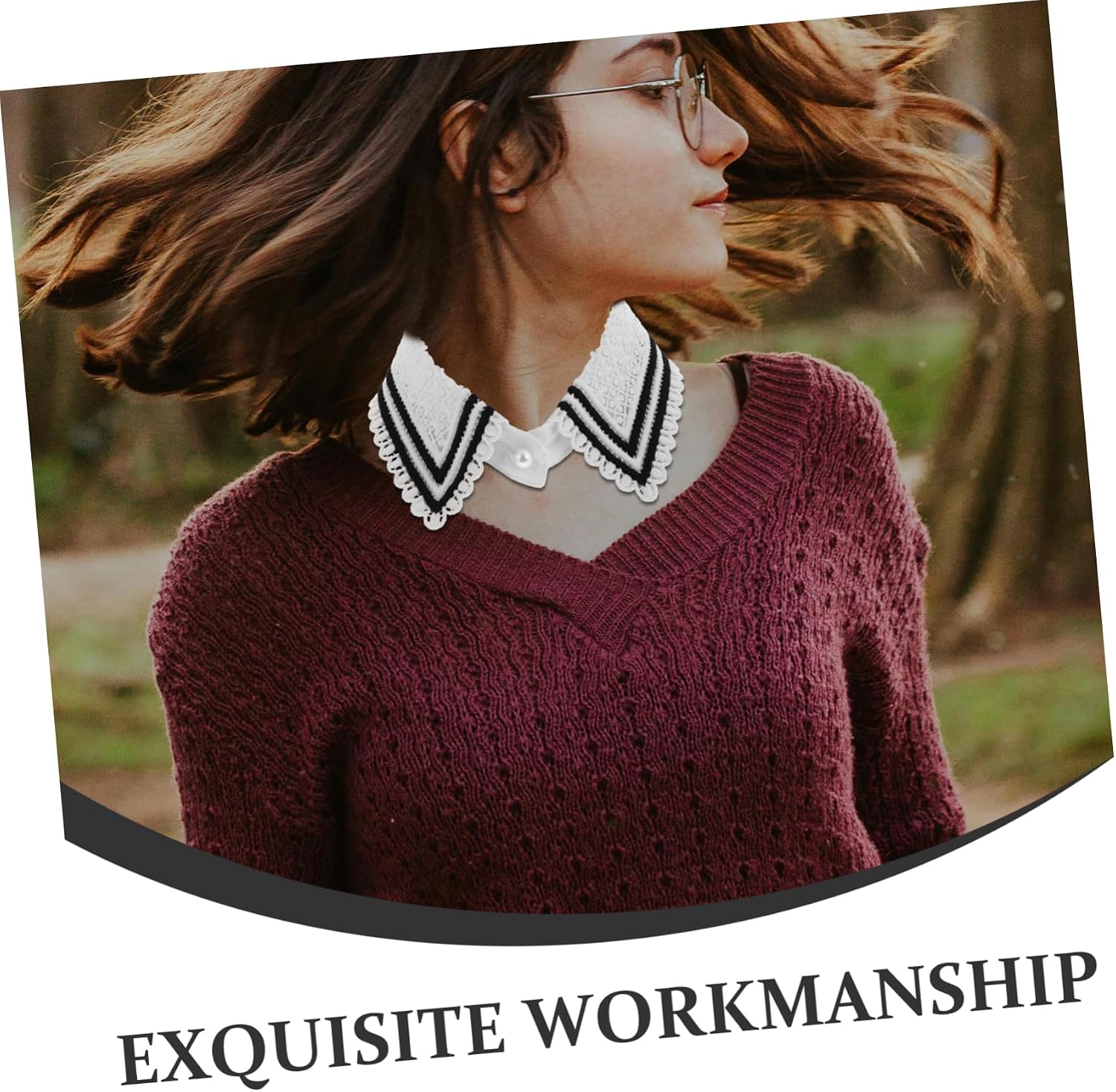 BESPORTBLE Elegant Hollow Out Detachable Collar for Women Stylish Striped Patchwork Design Versatile Fake Collar for Any Occasion Charming Japanese Aesthetic Unique Fashion Accessory Multi
