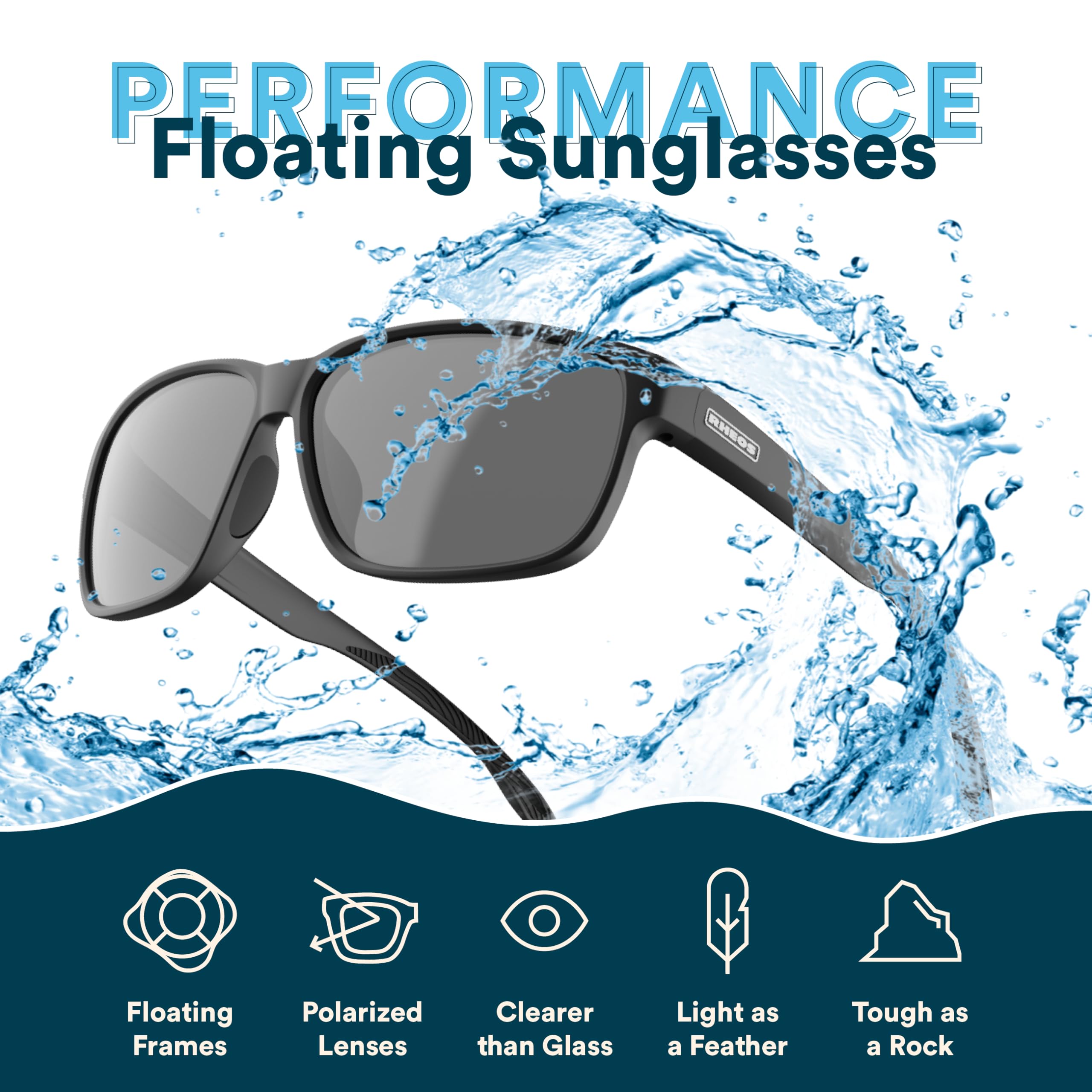 Rheos Edgewater - Lentes de sol polarizados flotantes | Protección UV 100% | Navegación y pesca | Deportes acuáticos | Antideslumbrantes