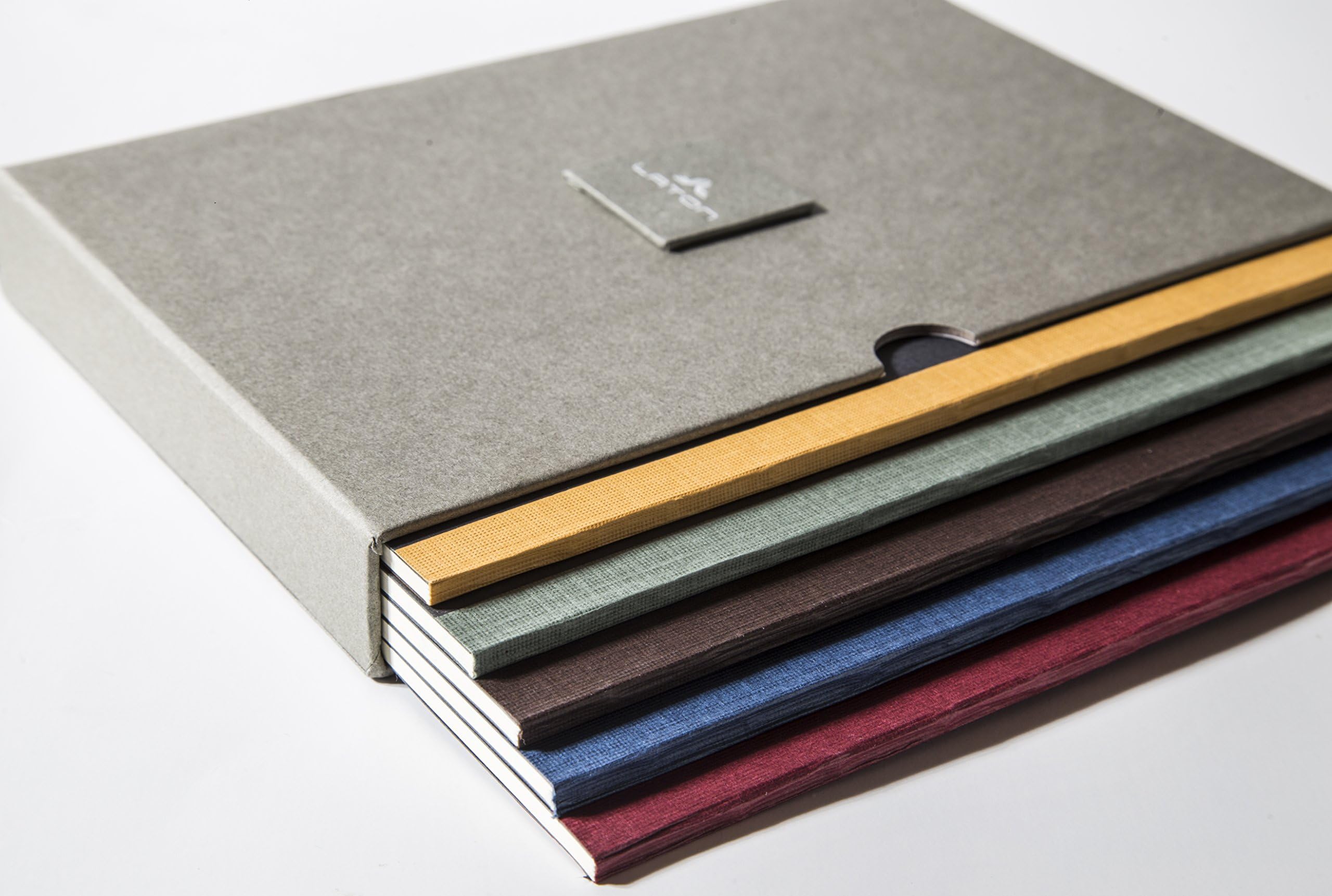 Pack of 5 Large Premium Notebook Set, 5 Soft Cover Subject Notebooks in a Grey Box, 64 pages/notebook, Notebook Set features Lined, Dotted, Grid, Portrait Lined, Plain Blank Sheets (5.5 x 8.2 inches) Office Product
