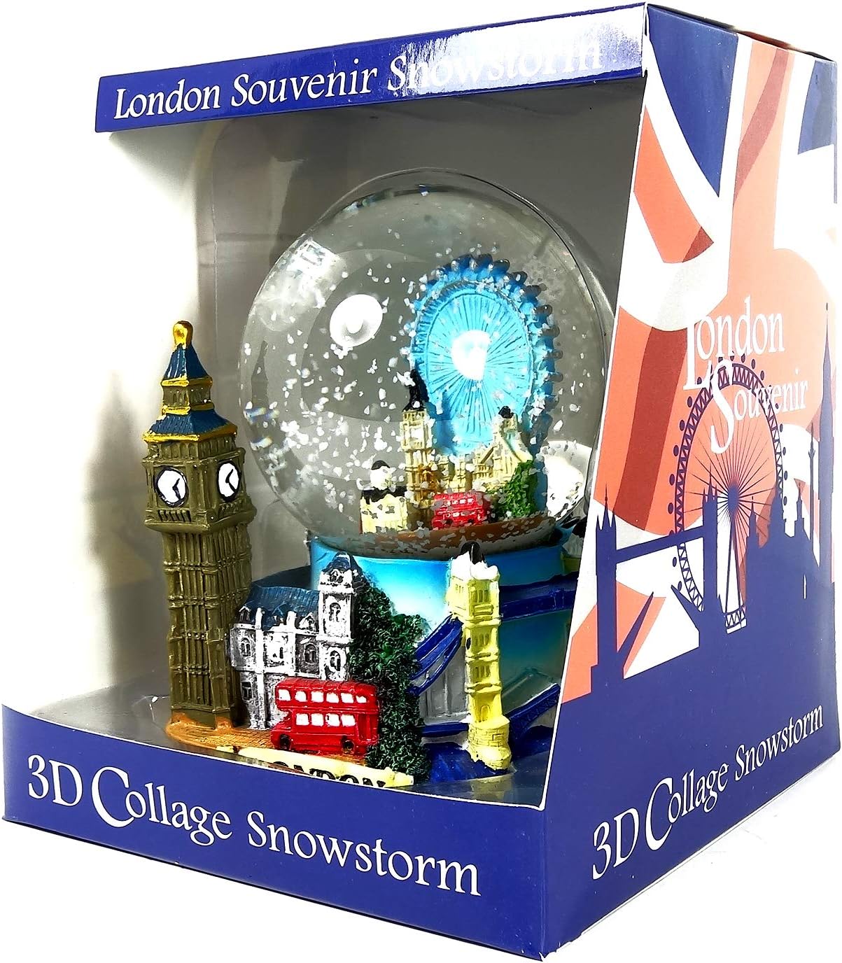 Snow Globes Large 3D Collage, Detailing London Landmarks Big Ben, Tower Bridge etc. - Collectable Souvenir