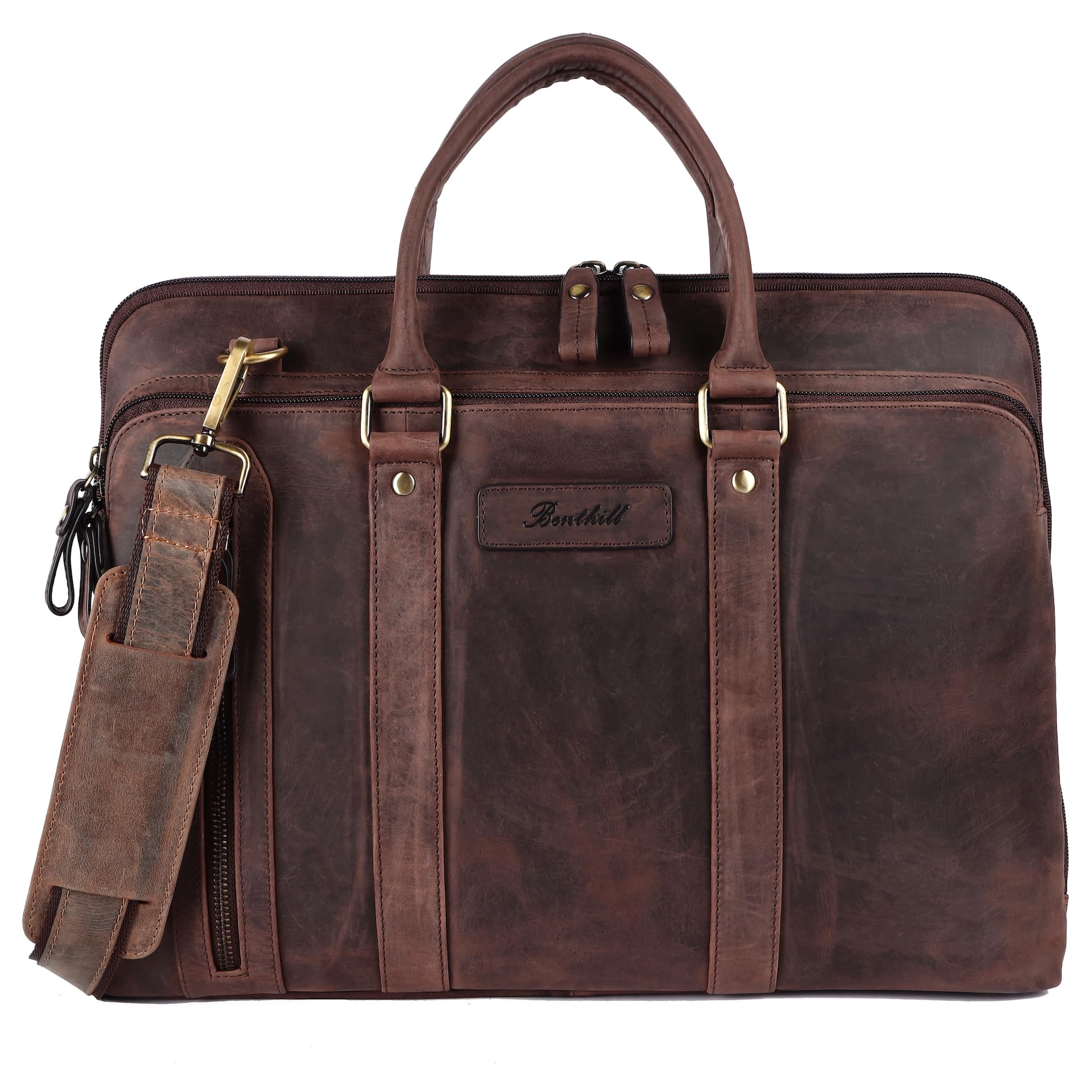 Benthill borsa per laptop vera pelle I borsa a tracolla per laptop I valigetta per notebook I Donna e Uomo borsa I borsa per notebook