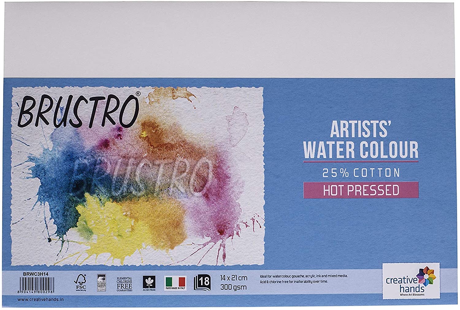 Brustro Artists Watercolour Paper, 300 GSM, 14 X 21 cm - 25% Cotton Hot Pressed, 18 Sheets (B094JQGYT6) Amazon Price History, Amazon Price Tracker
