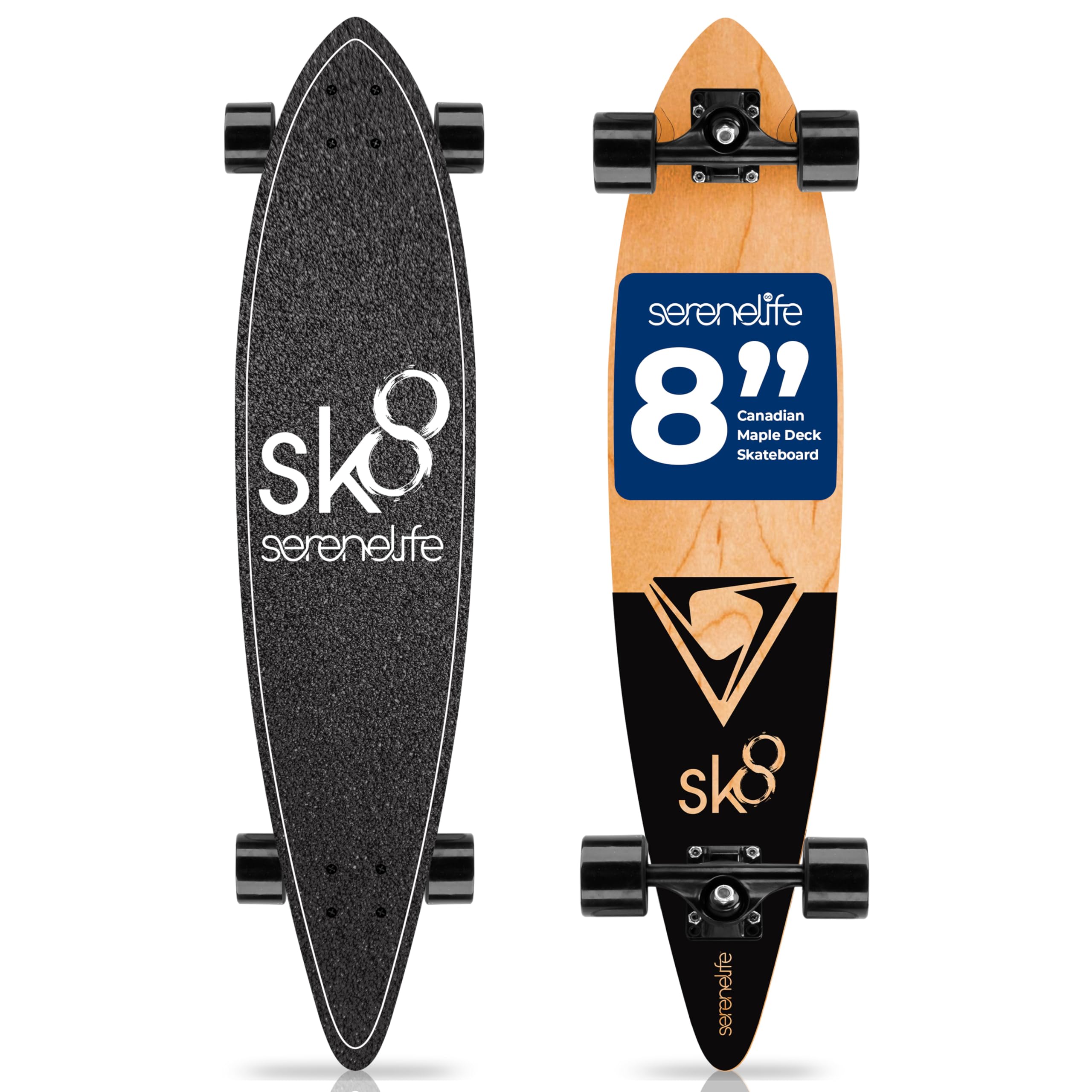 SereneLife Skateboard for Kids and Adults Mini Cruiser with 8 Ply Canadian Maple Deck and Aluminum Truck Non-Slip
