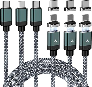 Sponsored Ad - ZBF 100W USB C Magnetic Charging Cable, 2 in 1 Charger Cable for Type C(3 Pack, 4/6.6/6.6FT) 480Mbps Data T...