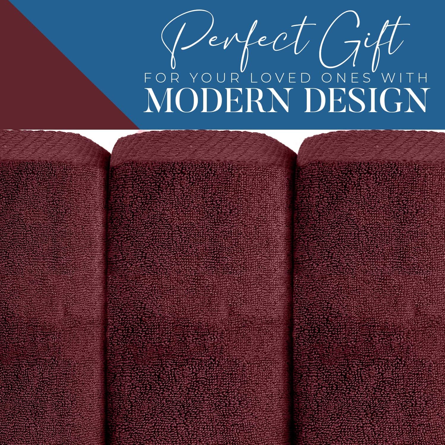 DAN RIVER 2-Piece Bundle - 1 Cotton Bathrobe & 1 Oversized Bath Sheet (40x80 Inches, 550 GSM) - Tan & Pomegranate