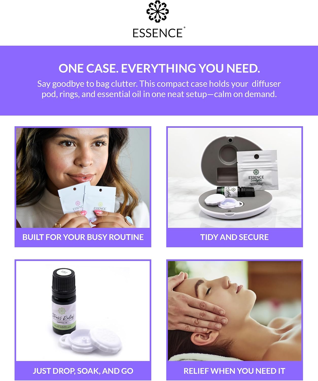 Essence Pearl Travel Case | Lavender Mint Essential Oil | Aromatherapy Nasal Diffuser & Essential Oil Carrying Case | Lavender & Peppermint Oil Blend | Travel-Friendly Kit | White Pod