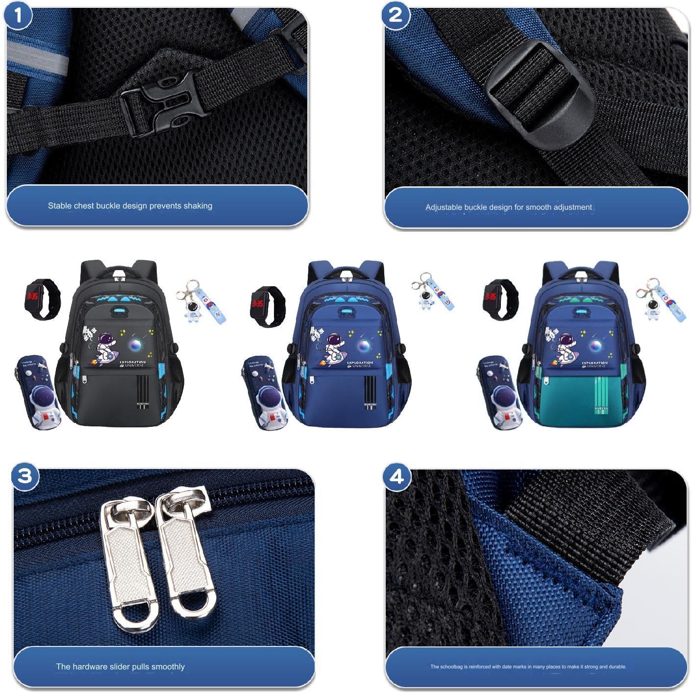 Jessen borse da scuola, zaino astronauta, borsa da scuola di grande capacità borse per scuola secondaria, zaino scuola bambini, zaino per ragazzi, zaino anime