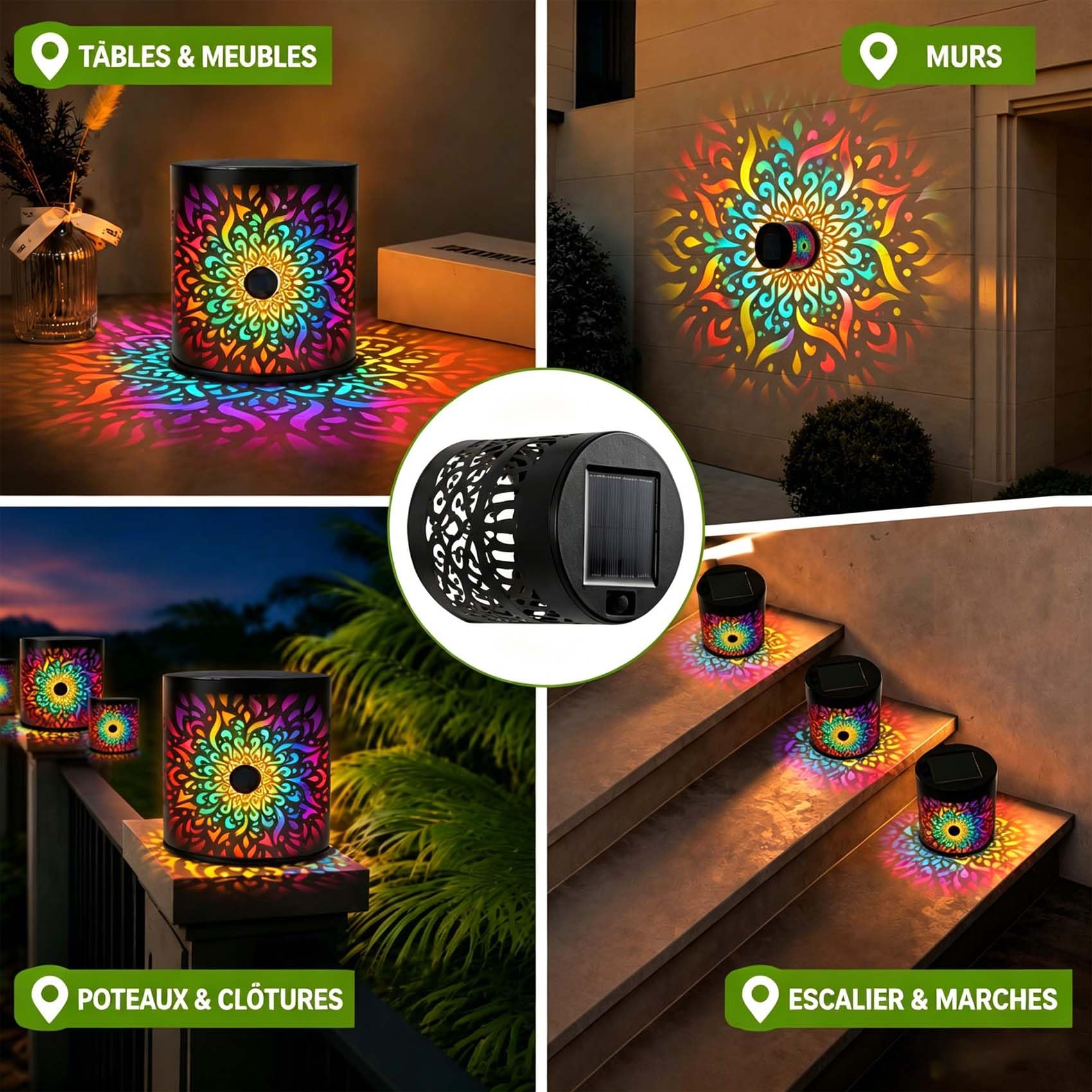Leyof Fleur De Lumiere Solaire Murale, Lampe Solaire Murale Exterieur, Fleur De Lumiere Solaires, 7 Couleurs Lanterne Solaire Jardin,Ip65, Pour Jardin, Terrasse, ClôTure, ExtéRieur (2PC-A)