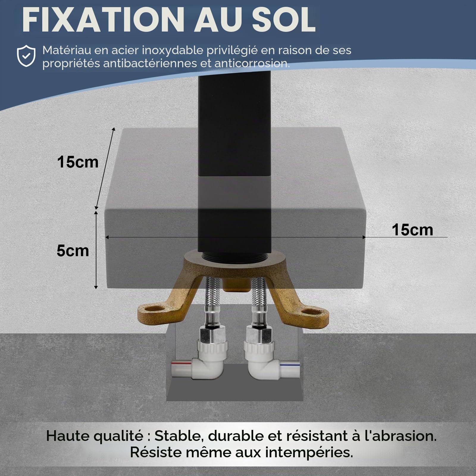 Douche Extérieure de Jardin Autoportante en Acier Inoxydable, Douche de Piscine Extérieure avec Douche Pluie et Douchette à Main, Eau Chaude et Froide, Idéale pour Jardin, Piscine et Villa