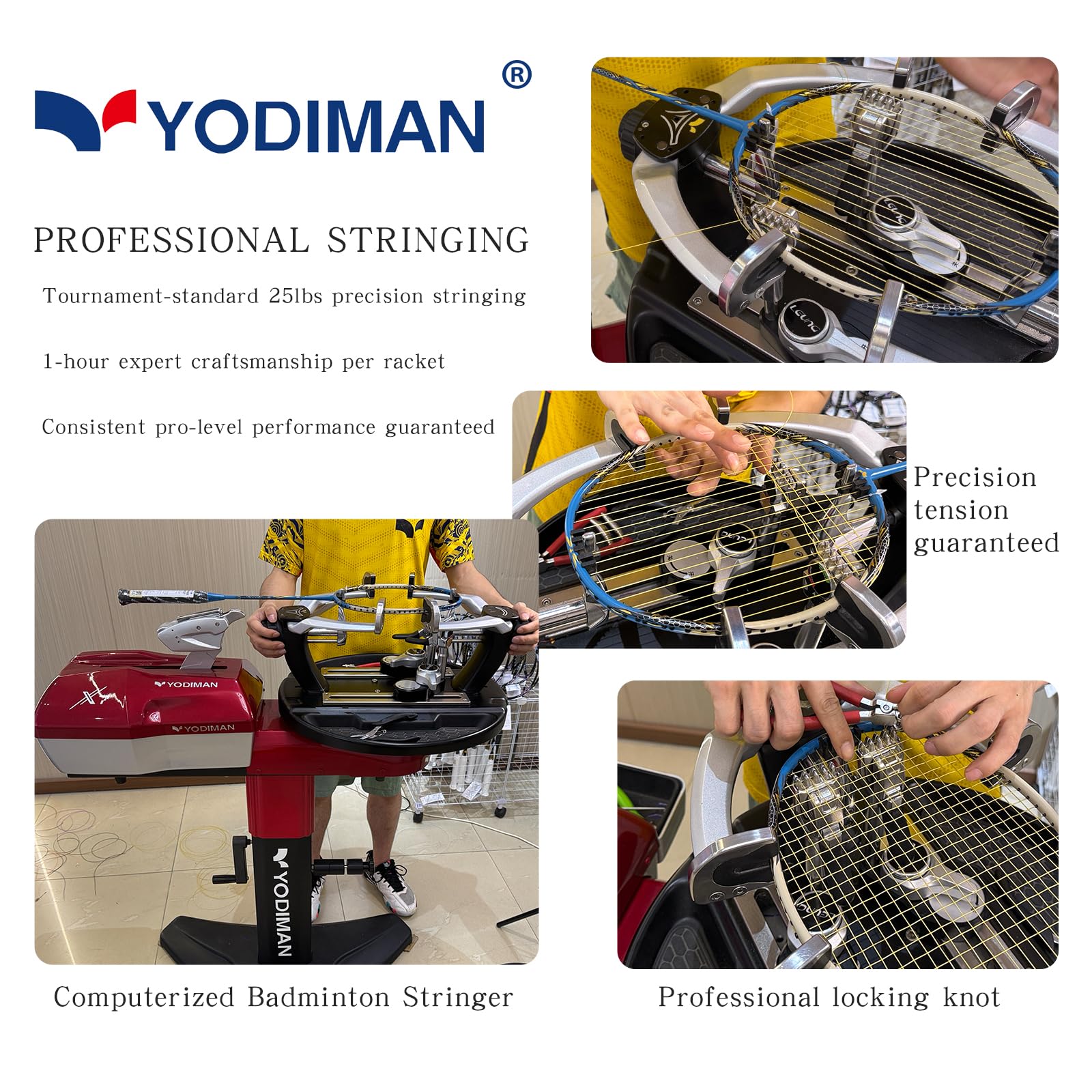 Yodiman Pro Badmintonschläger Ultraleicht – 1200T Carbon Rahmen (35 lbs) mit M55J Schaft, vorbespannt (25 lbs / 0,68 mm Saite) – Turnierqualität für Profis & Fortgeschritte