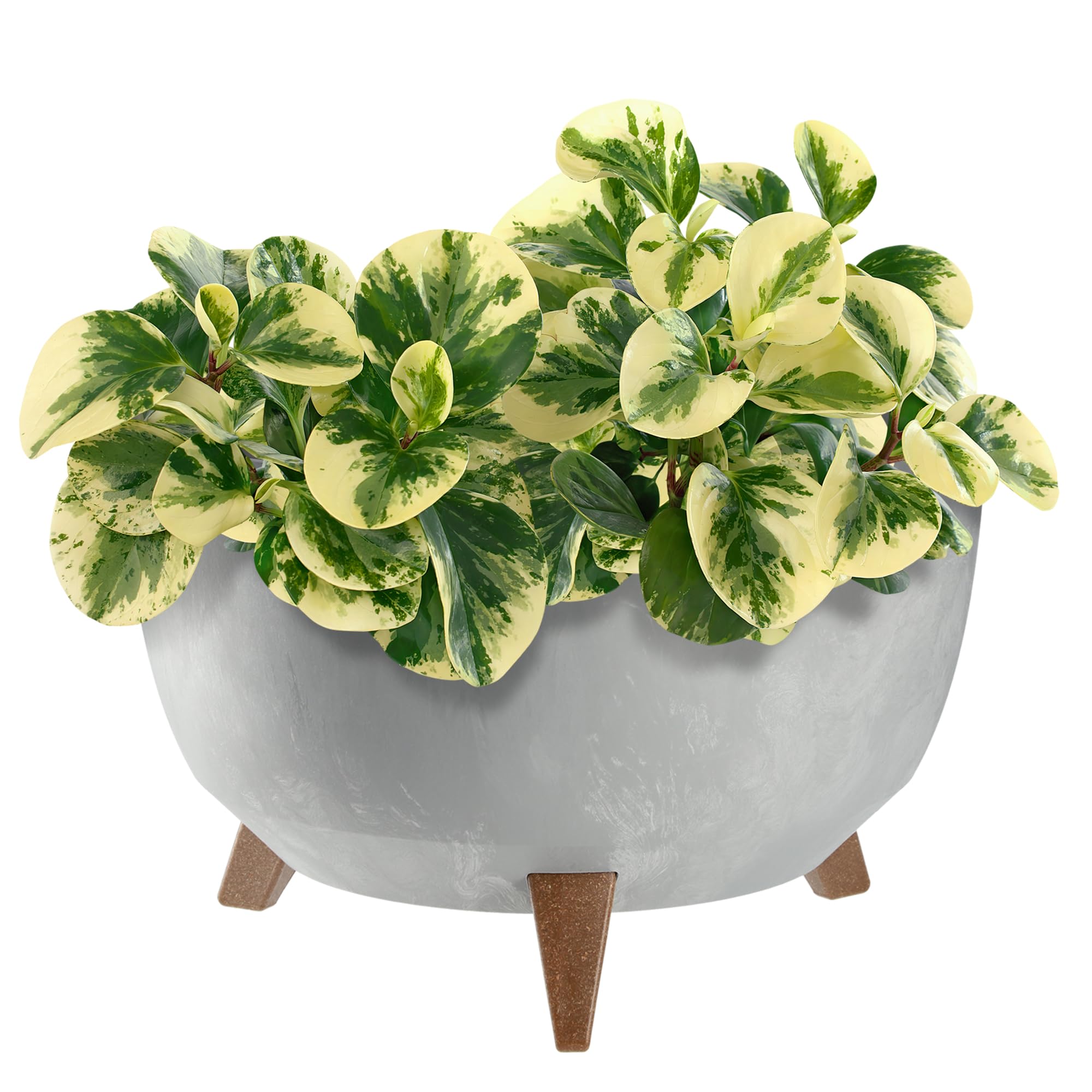 KADAX Plastic Flower Pot with Three Stands, Round Flower Bowl, Flower Pot, Flower Pot, Flower Pot, Balcony, Living Room (39.5 cm, Anthracite) — view 15