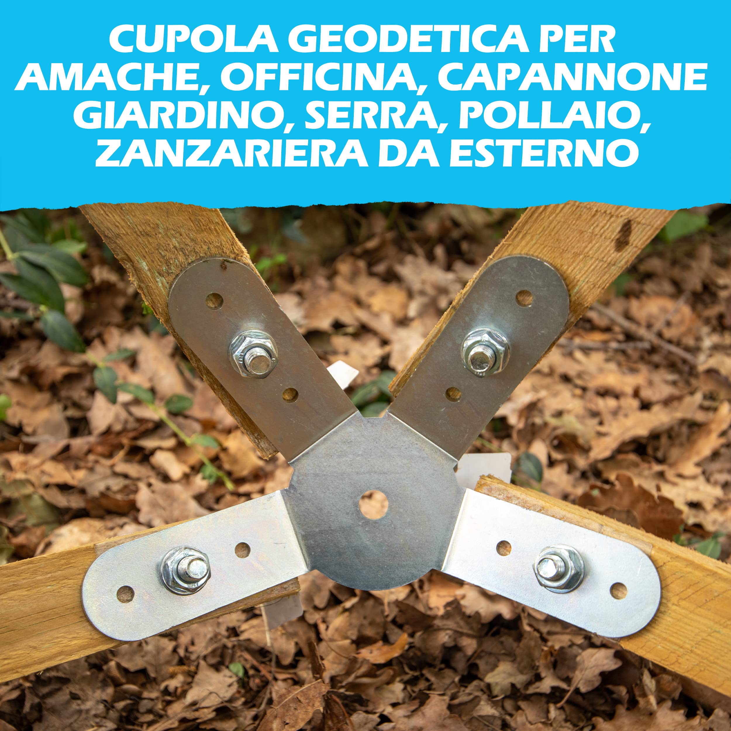 DOMESTAR Dome geodetica: Kit 11 connettori metallo acciaio zincato serra, amache, officina, capanna giardino, capanna galline, zanzariera esterna