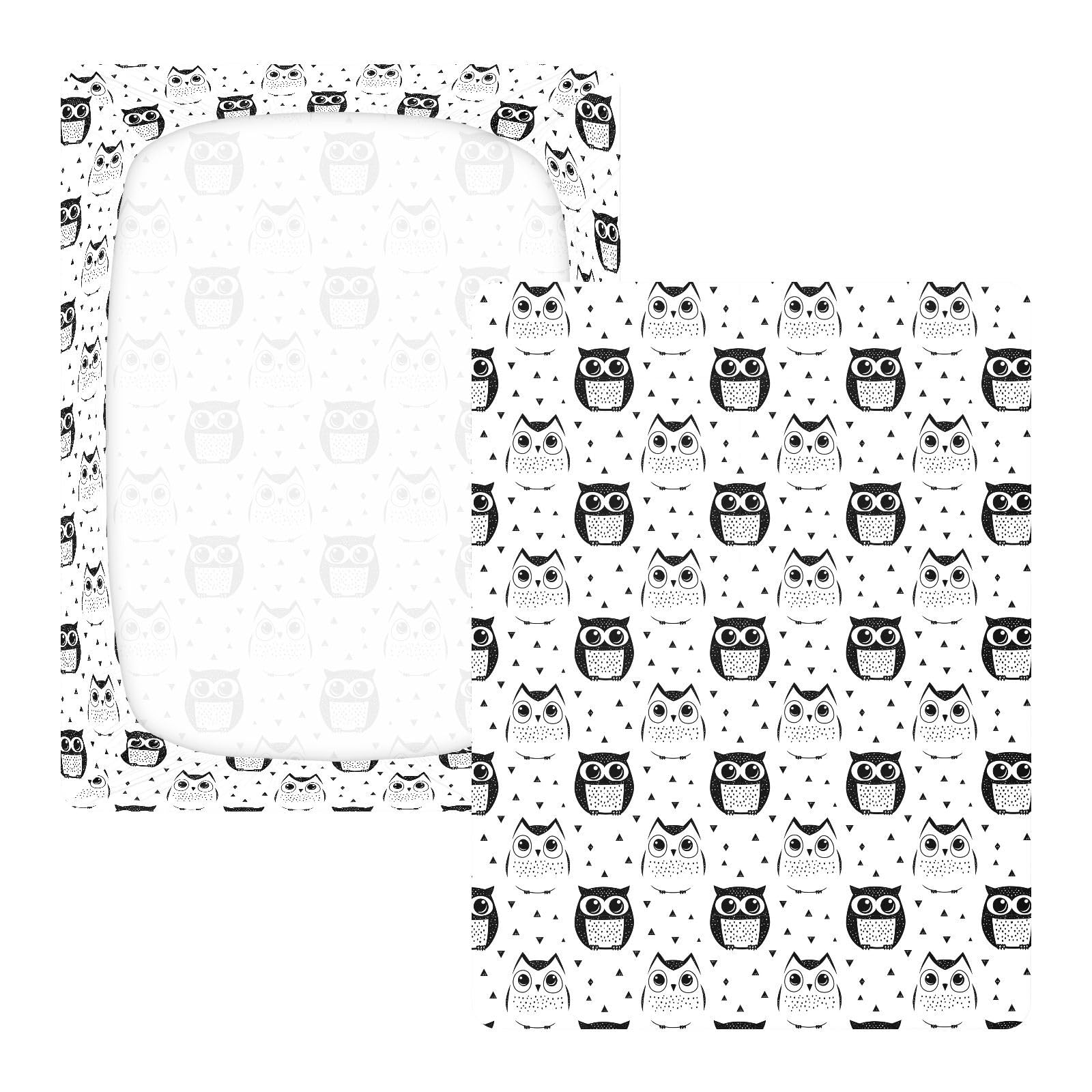 Sábanas de algodón para cuna de bebé, diseño de búho, líneas simples de dibujos animados, cómoda y transpirable, para guardería, 1 paquete de sabanas para cuna