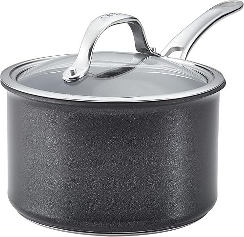 Miniatura 5 de Anolon Sarténcacerola antiadherente anodizada dura avanzada con colado y tapa 2 cuartos de galón gris oscuro y X SearTech cacerola antiadherente de