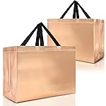 Nush Nush Rose Gold Gift Bags Extra Large Size - Set of 12 XL Reusable Gift Bags With Handles, Black - Ideal for Xmas, Thanksgiving, Wedding, Bachelorette, Birthday, Party Favor - 15.5W x 6D x 12H