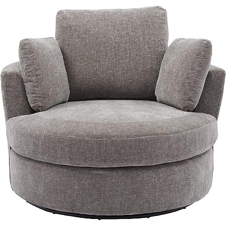 Amazon.com: Swivel Accent Barrel Chairs and Ottoman Set, Modern Comfy ...