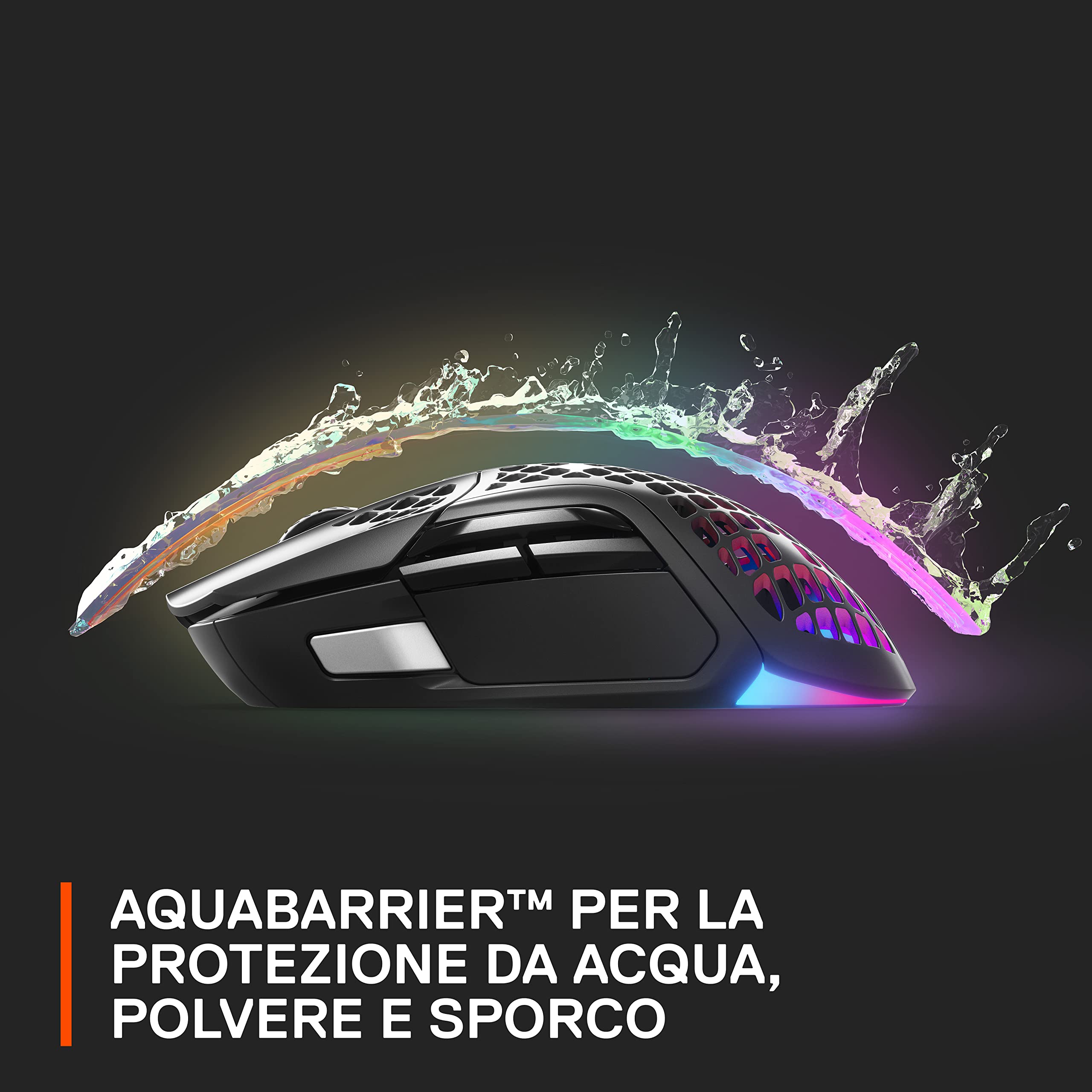 SteelSeries Aerox 5 Wireless - Mouse Gaming Wireless - Ultra leggero 74g - FPS, MOBA, Battle Royale - 9 pulsanti - Bluetooth/2,4 GHz - USB-C - Batteria 180h - Sensore 18k CPI - IP54 resistente