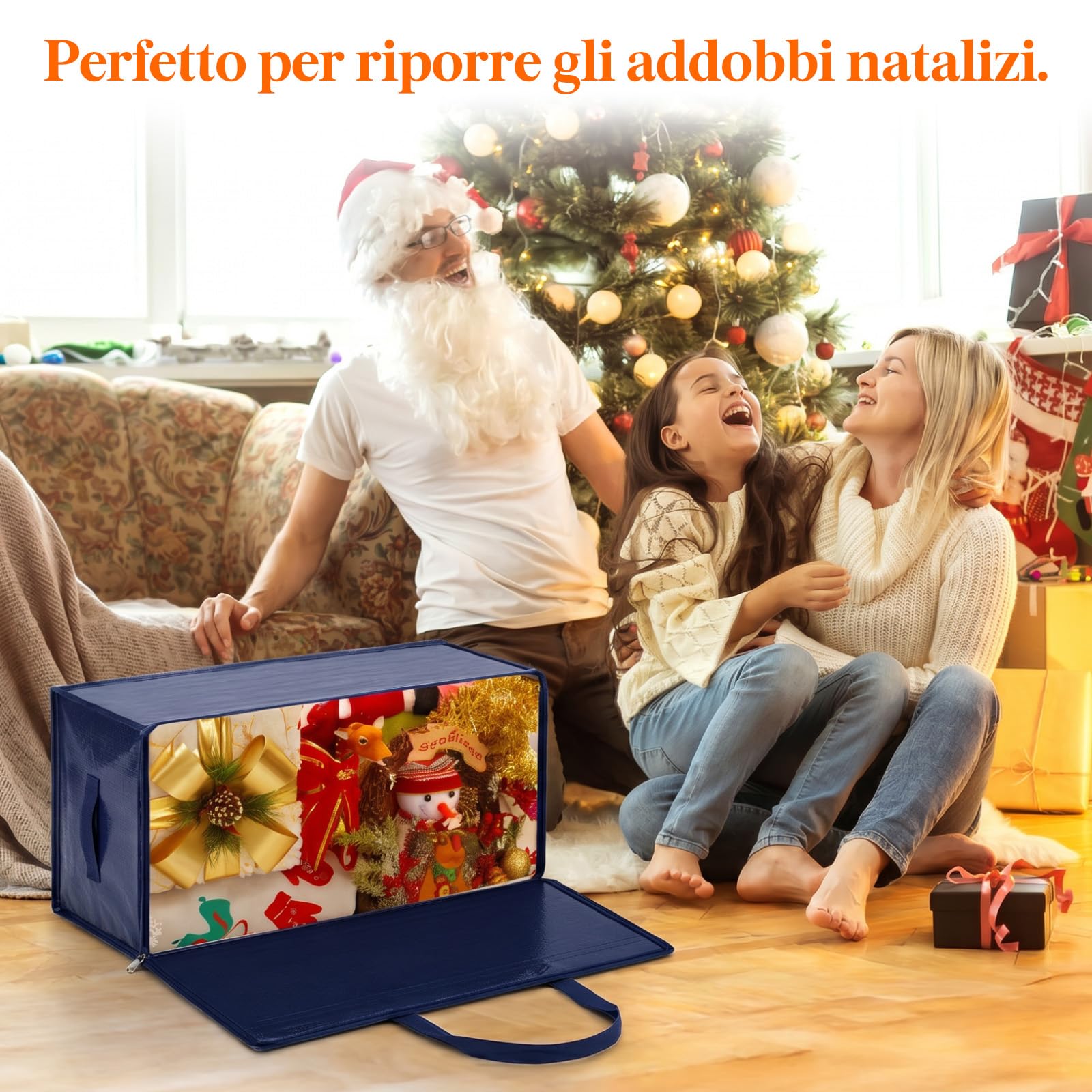 Lifewit Set di 4 Grandi Scatole per Armadio 90 L, Borse Trasloco con Manici, Contenitore Pieghevole per Piumoni, Coperte, Vestiti, Blu