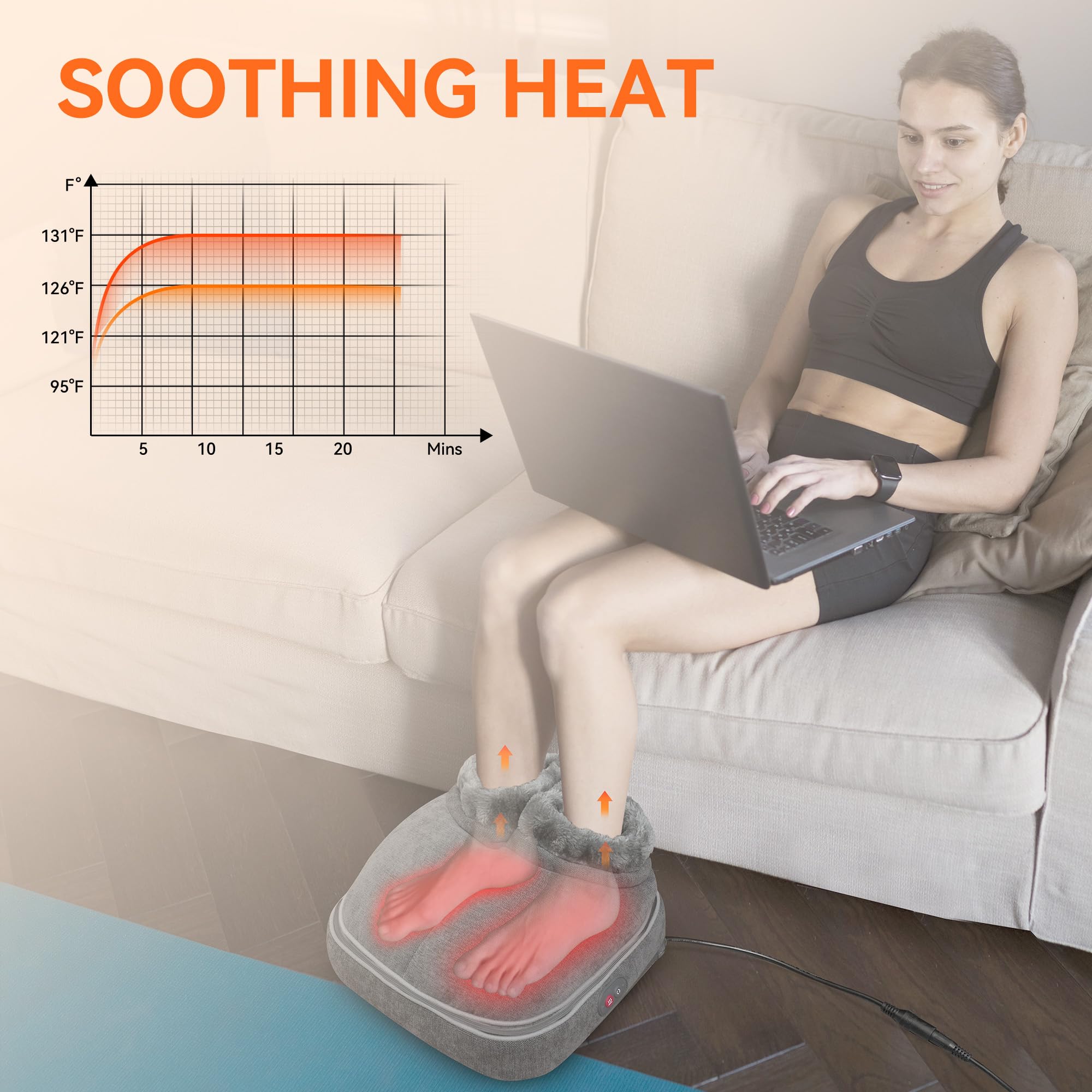Snailax Shiatsu masajeador de pies con calor, masajeador de pies eléctrico con masaje amasador 2 en 1, calentador de pies para relajación con mando a distancia, regalos para mujeres/hombres