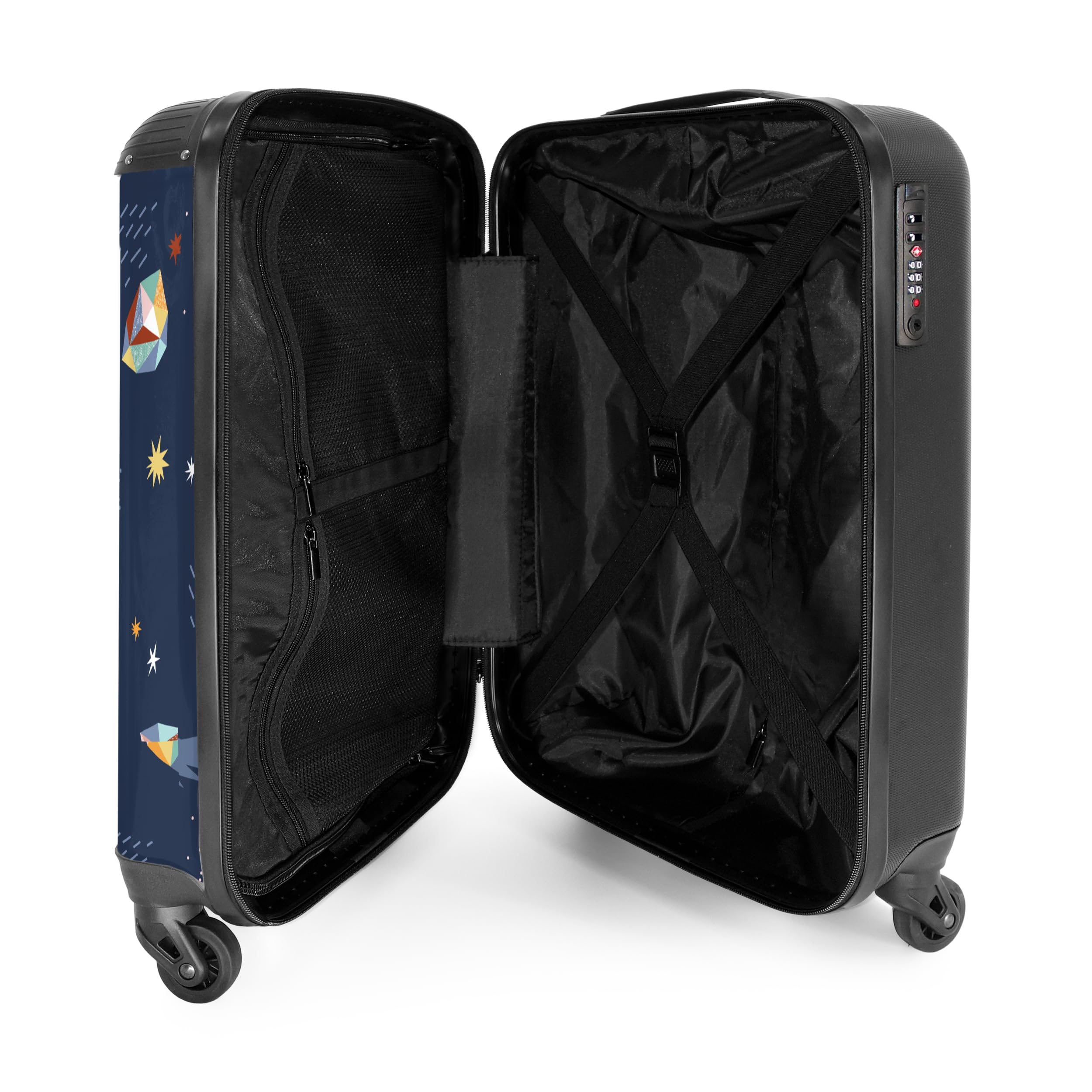 NoBoringSuitcases.com Valise Enfant Cabine à roulettes, Bagages, Valisette 55x35x25cm (Planètes Pastel - Bleu)