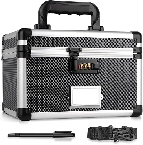 Caja organizadora de archivos, caja de bloqueo de combinación con ranura para etiquetas, caja de almacenamiento con cerradura, caja fuerte portátil