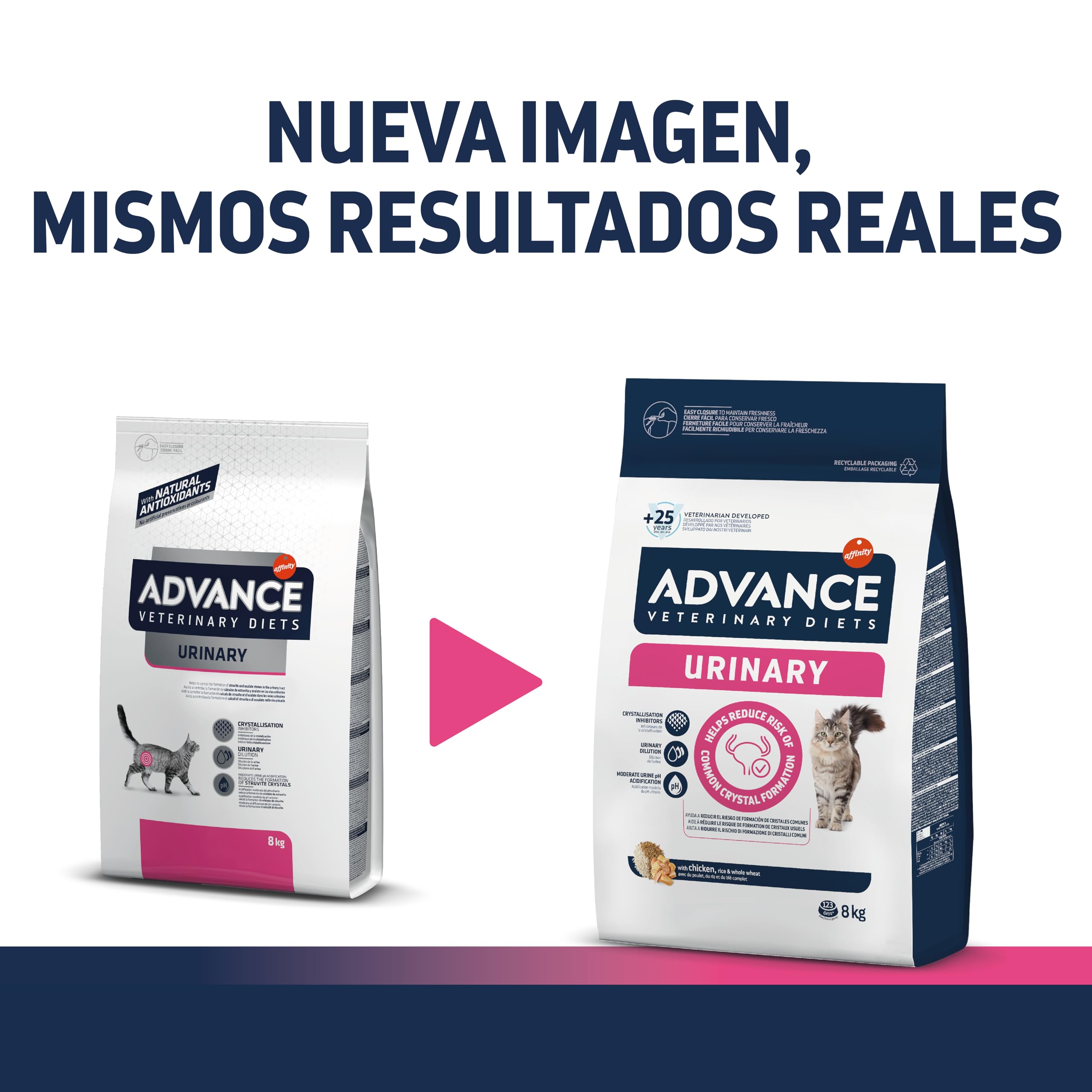 Advance Veterinary Diets Urinary, Pienso para Gatos para la Protección de las vías urinarias, 8kg