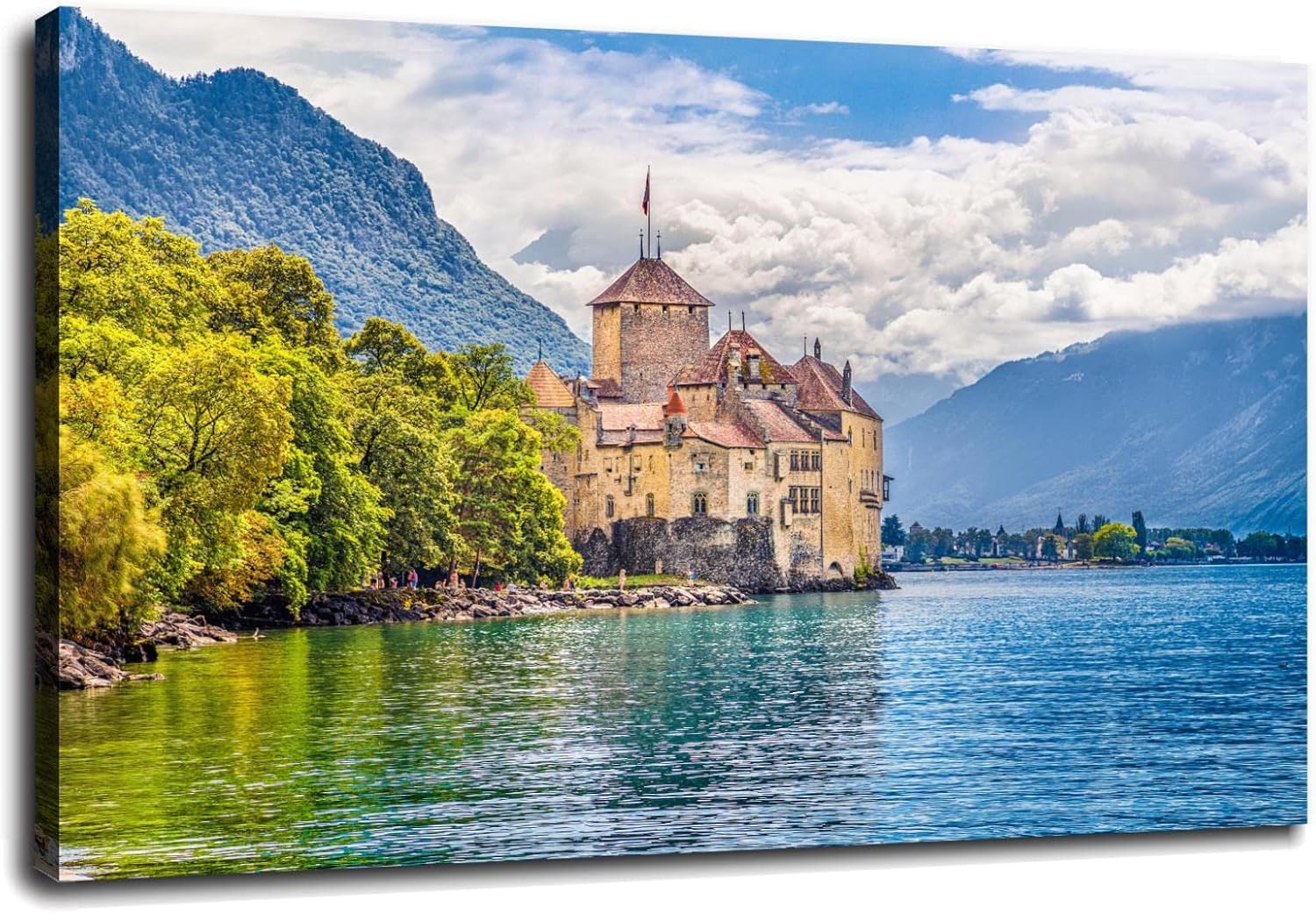 Chateau De Chillon Poster Art Lake Geneva Gift Canvas Prints Poster