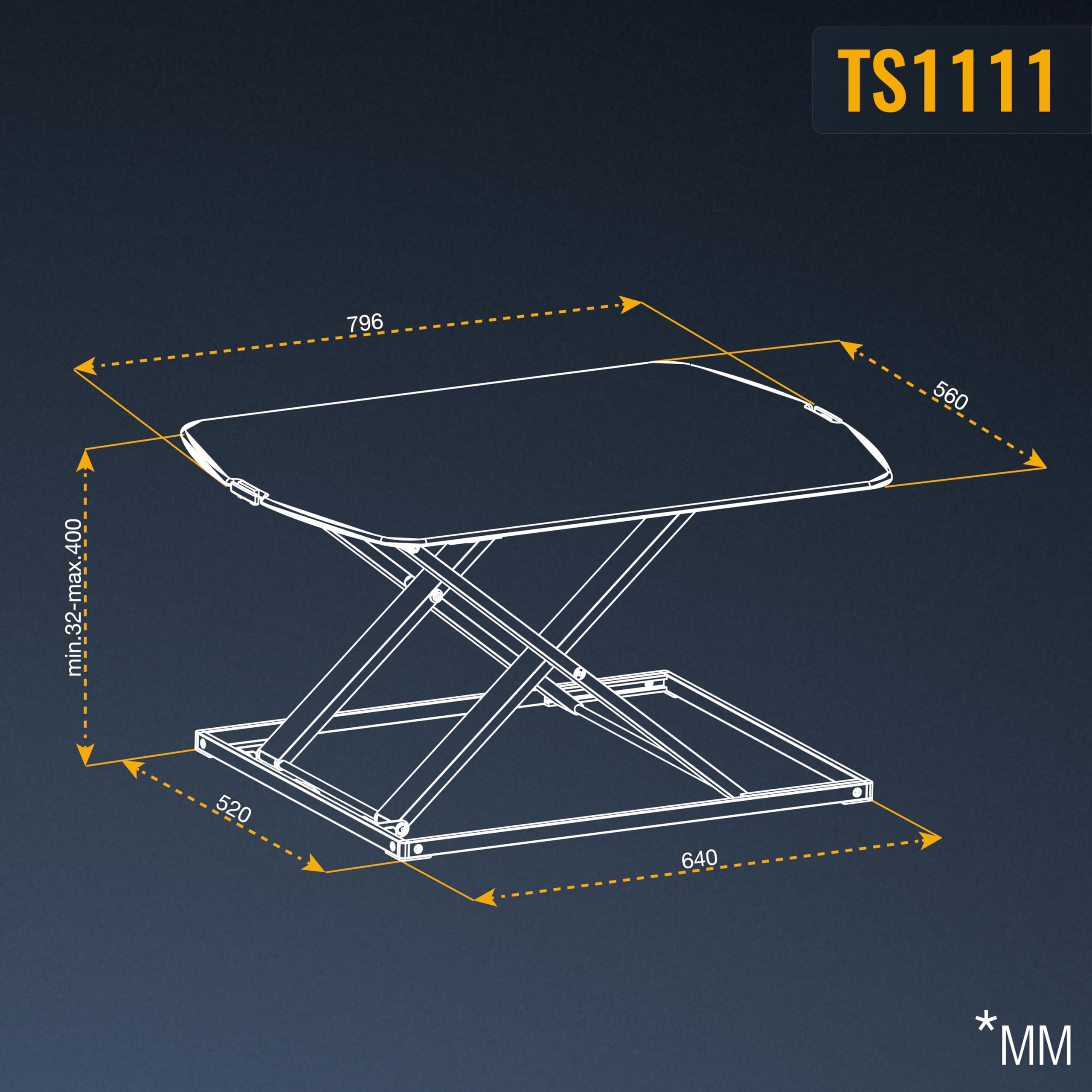 RICOO Schreibtischaufsatz höhenverstellbar TS1111 Stehpult Aufsatz Schreibtisch Ergonomisch Stehschreibtisch Tischaufsatz Stehtisch Klappbar Monitorständer