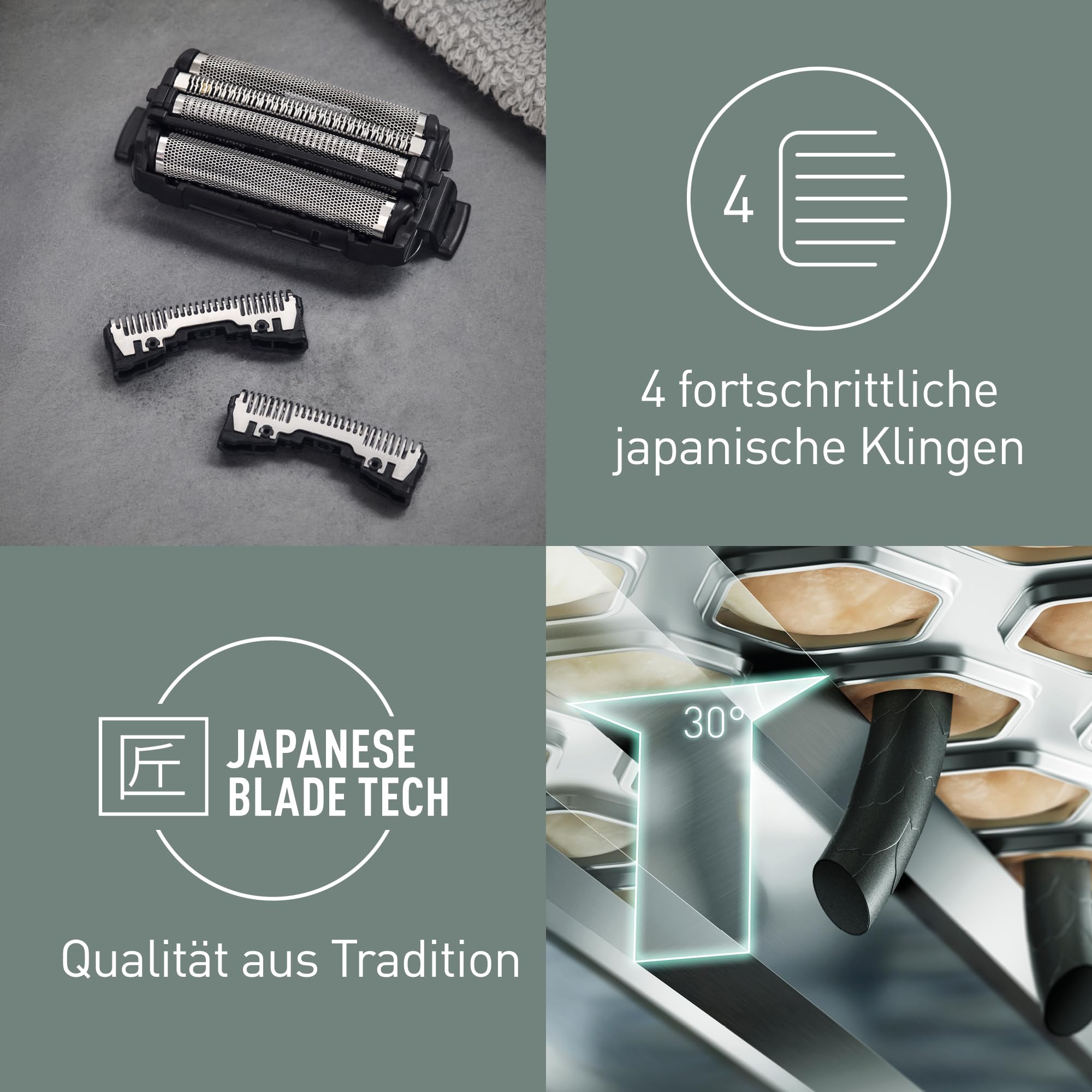 Panasonic WES9027Y1361 Ersatzklingen und Scherfolie für Elektrorasierer ES-RF41, ES-RF31, ES-LF71, ES-LF51, Kombipack, 4-Klingen-System, fortschrittlicher japanischer Edelstahl, wasserdicht