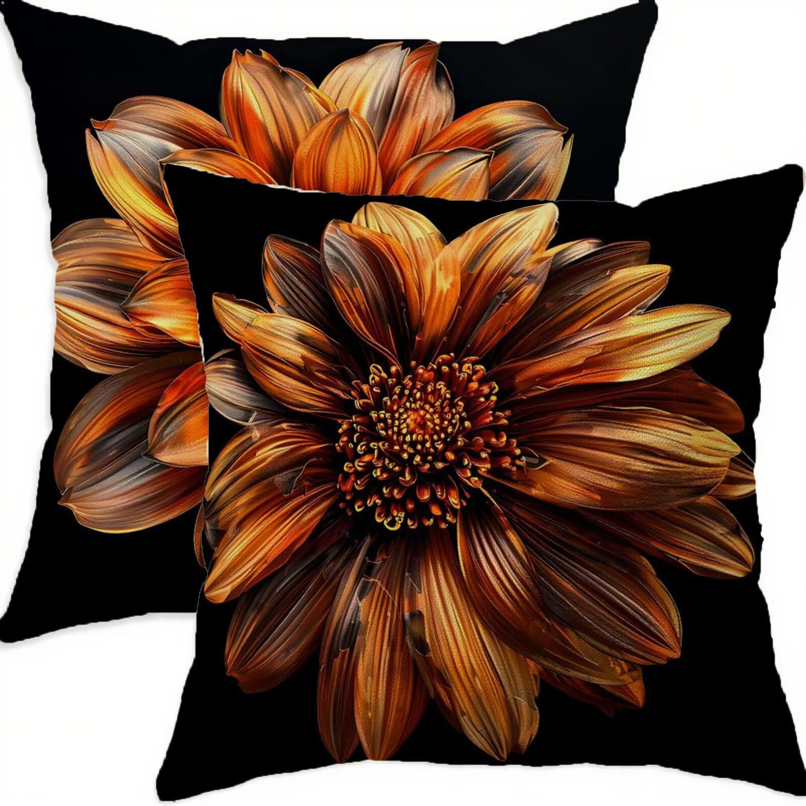 Housse de coussin en lin double face brun haut de gamme avec fermeture éclair invisible 70x70