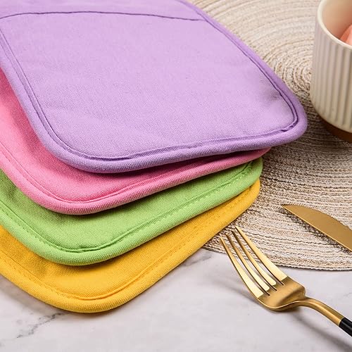 Miniatura 4 de Jehdhe Paquete de 4 soportes para ollas con bolsillo de algodón resistente al calor soportes para ollas a granel para cocina juego de agarraderas