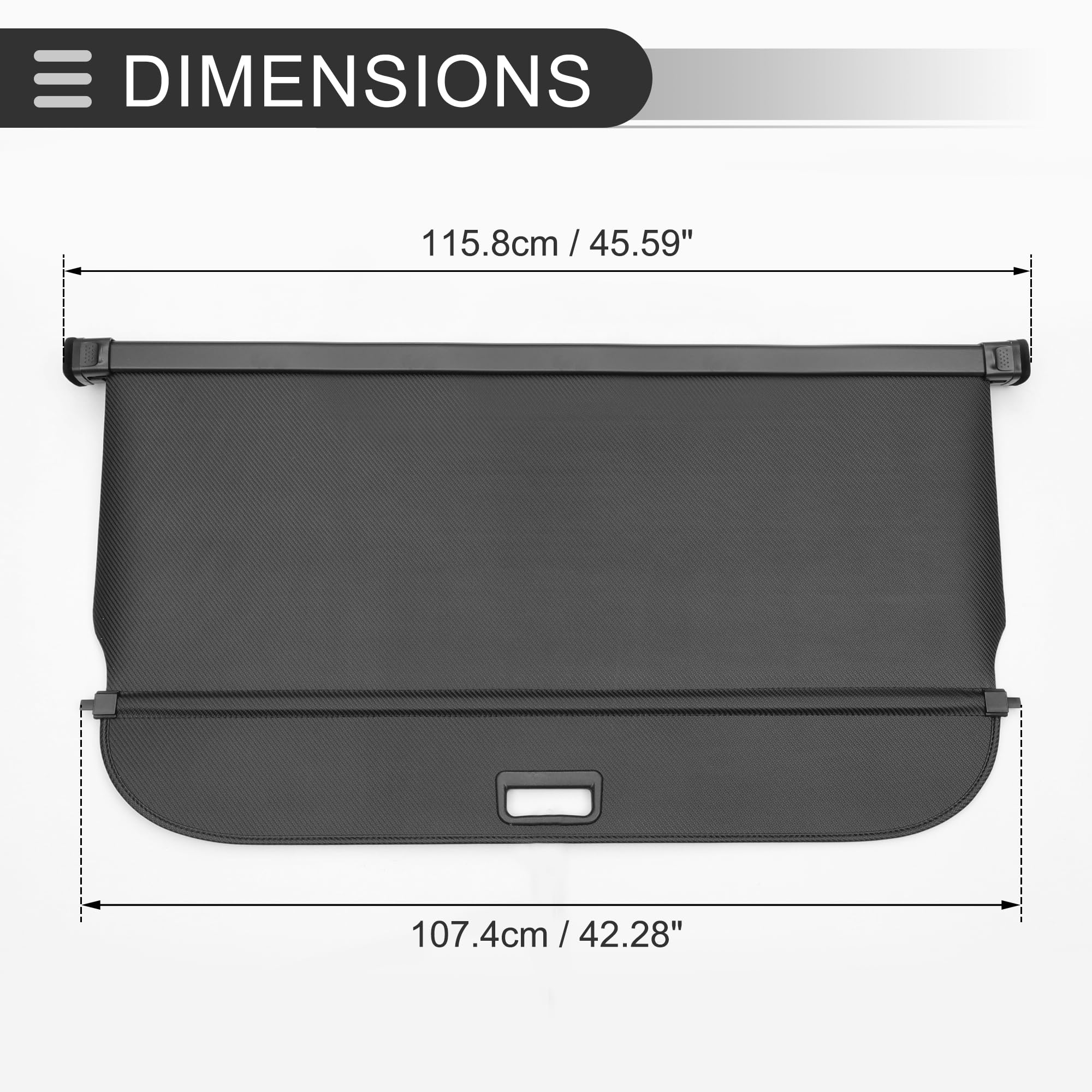 Motoforti Ausziehbare Ladungsabdeckung Für Toyota Corolla Cross 22-24 | 1 Stück, Canvas, Schwarz Carbonfaser, Aluminiumlegierung, Schattierung, Stange 1: 115.8 Cm, Stange 2: 107.4 Cm