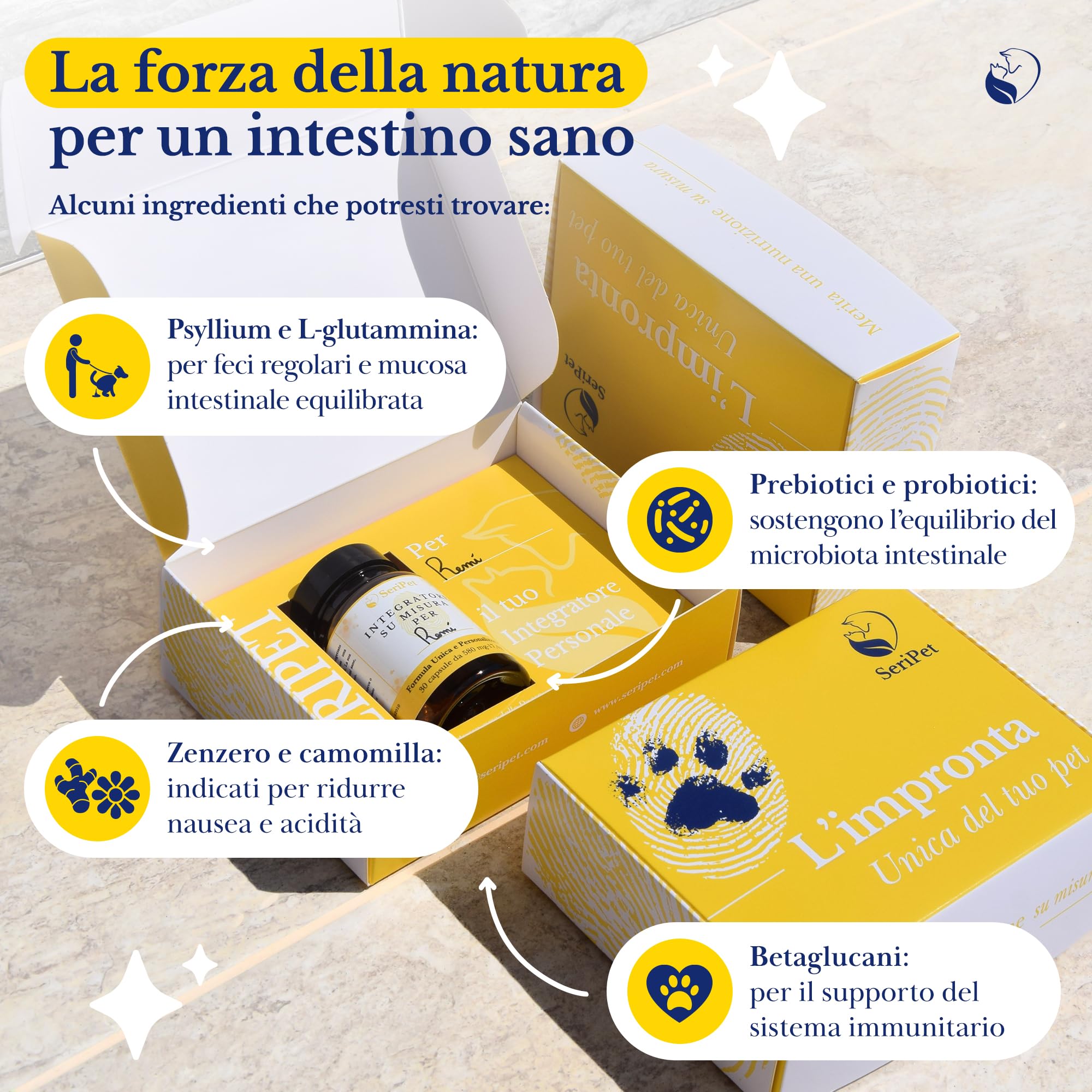 Integratore Disturbi Intestinali Personalizzato per Gatti – Vomito, Diarrea, Colite, Disbiosi o Gastrite – Probiotici e Prebiotici Naturali – 30 Capsule da 580 MG