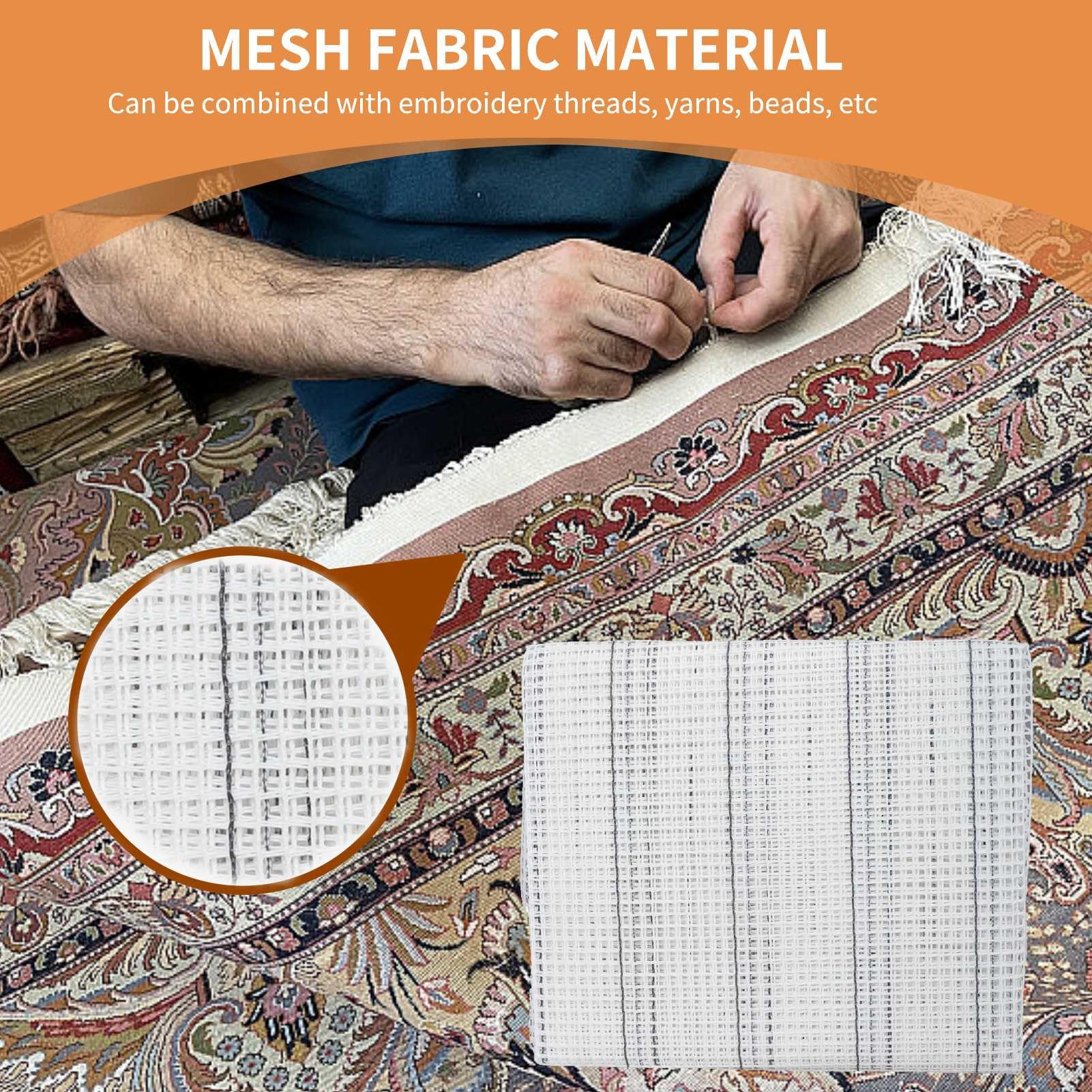 Toile à Crochet En Maille 50x100 Cm - Tissu à Mailles Pour Fabrication De Tapis, DIY, Travaux Manuels