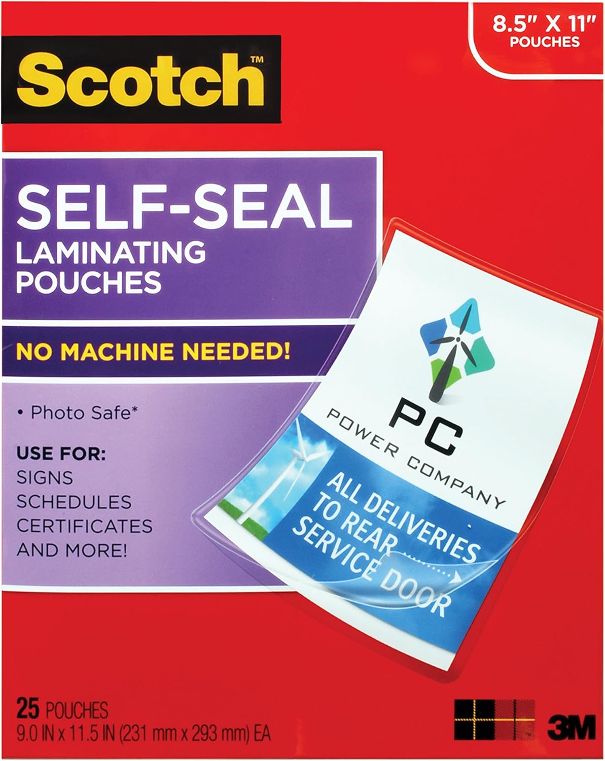 Scotch SelfSeal Laminating Pouches, 25 Pack, Letter Size